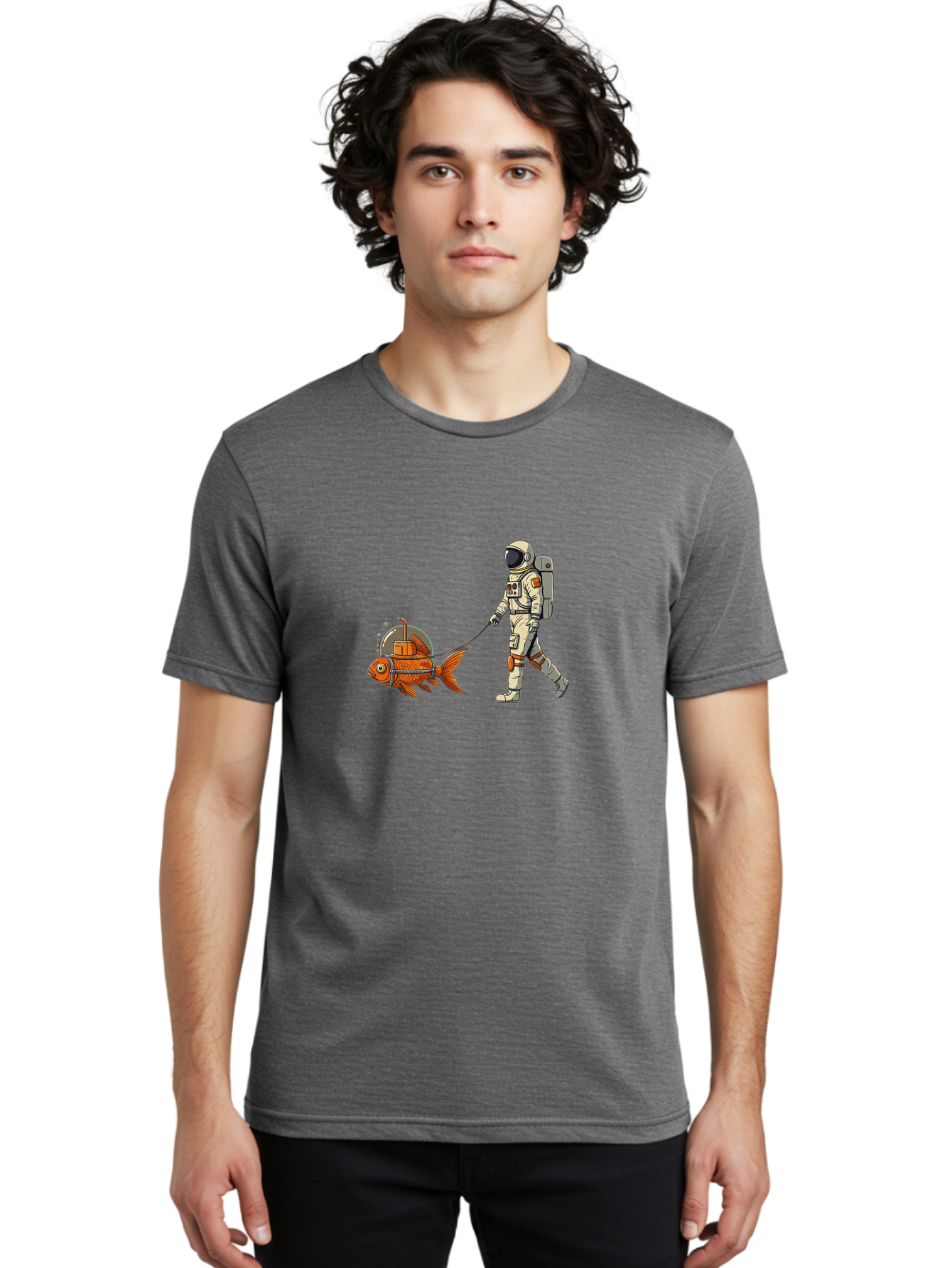 Astronaut-Walking-Fish-1 Men'S Graphic Tee, 100% Cotton, Comfortable Casual Summer Wear, Machine Washable, Vintage Camera, Old Camera, Antique Camera, Black Camera, Classic Photography, Photography Equipment, Nostalgic Device, Film Camera, Bao085