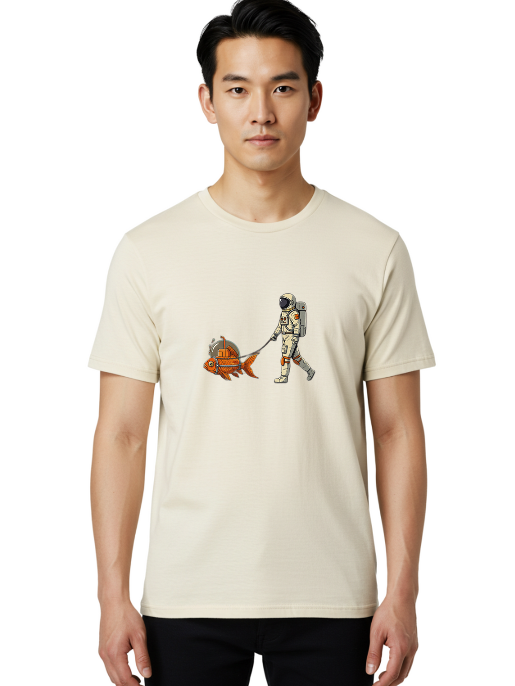 Astronaut-Walking-Fish-1 Men'S Graphic Tee, 100% Cotton, Comfortable Casual Summer Wear, Machine Washable, Vintage Camera, Old Camera, Antique Camera, Black Camera, Classic Photography, Photography Equipment, Nostalgic Device, Film Camera, Bao085