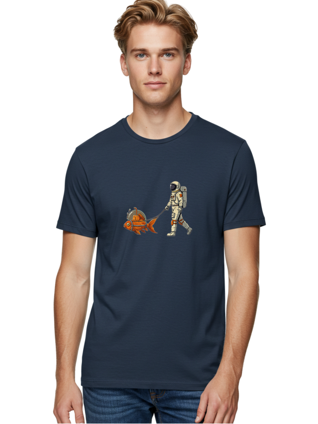 Astronaut-Walking-Fish-1 Men'S Graphic Tee, 100% Cotton, Comfortable Casual Summer Wear, Machine Washable, Vintage Camera, Old Camera, Antique Camera, Black Camera, Classic Photography, Photography Equipment, Nostalgic Device, Film Camera, Bao085