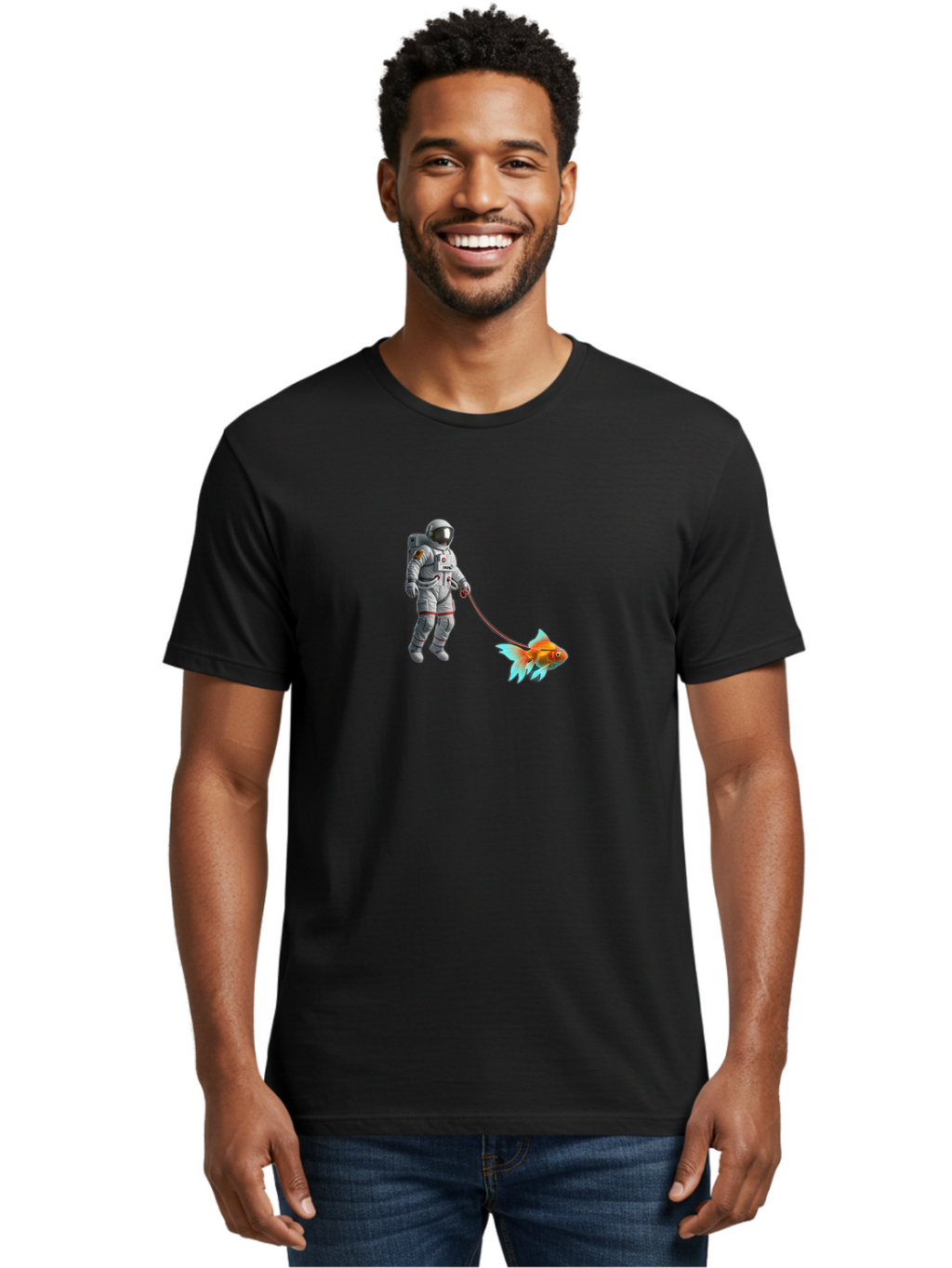 Astronaut-Walking-Goldfish-1 Men'S Graphic Tee, 100% Cotton, Comfortable Casual Summer Wear, Machine Washable, Vintage Camera, Old Camera, Antique Camera, Black Camera, Classic Photography, Photography Equipment, Nostalgic Device, Film Camera, Bao087