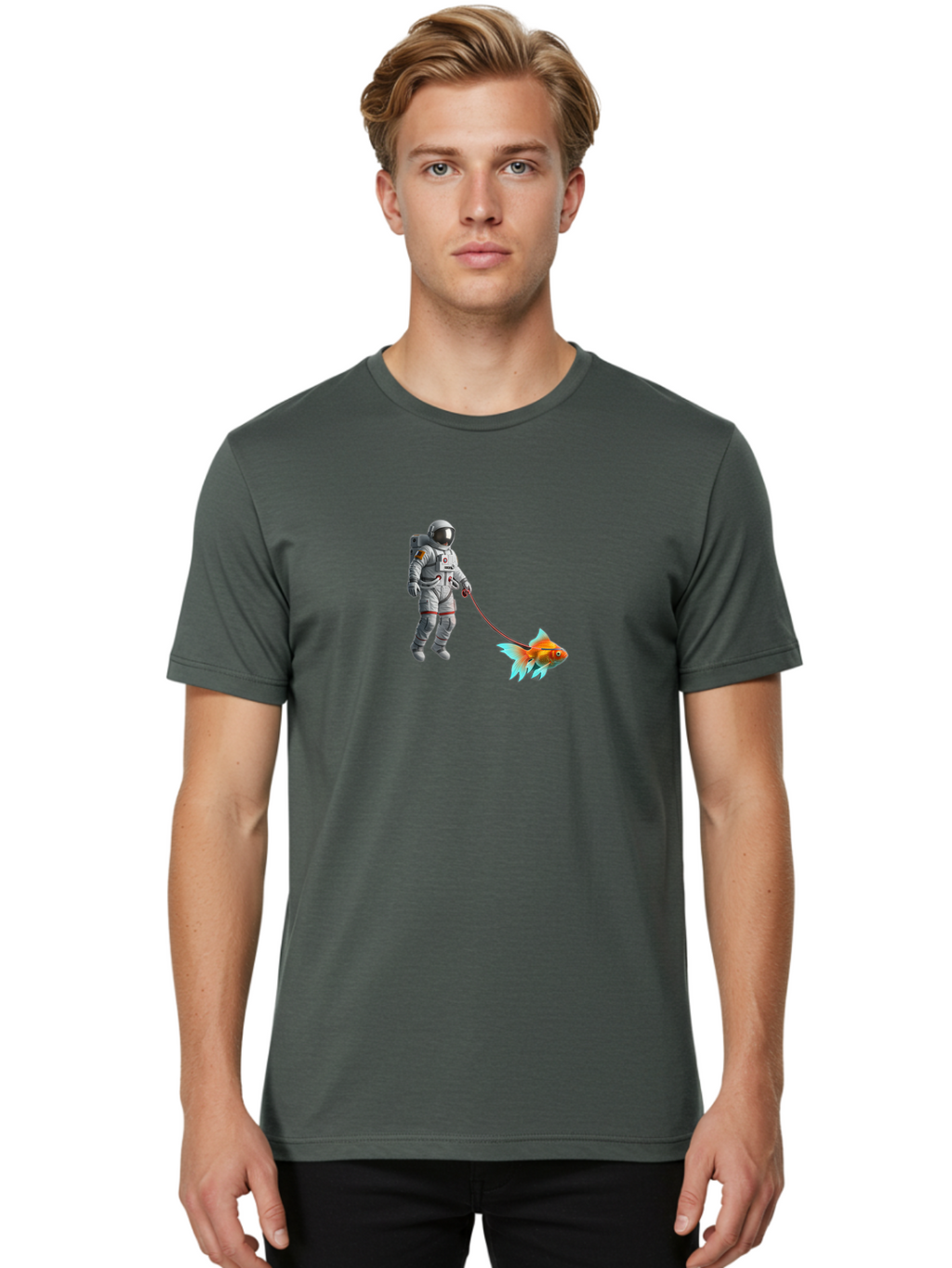 Astronaut-Walking-Goldfish-1 Men'S Graphic Tee, 100% Cotton, Comfortable Casual Summer Wear, Machine Washable, Vintage Camera, Old Camera, Antique Camera, Black Camera, Classic Photography, Photography Equipment, Nostalgic Device, Film Camera, Bao087