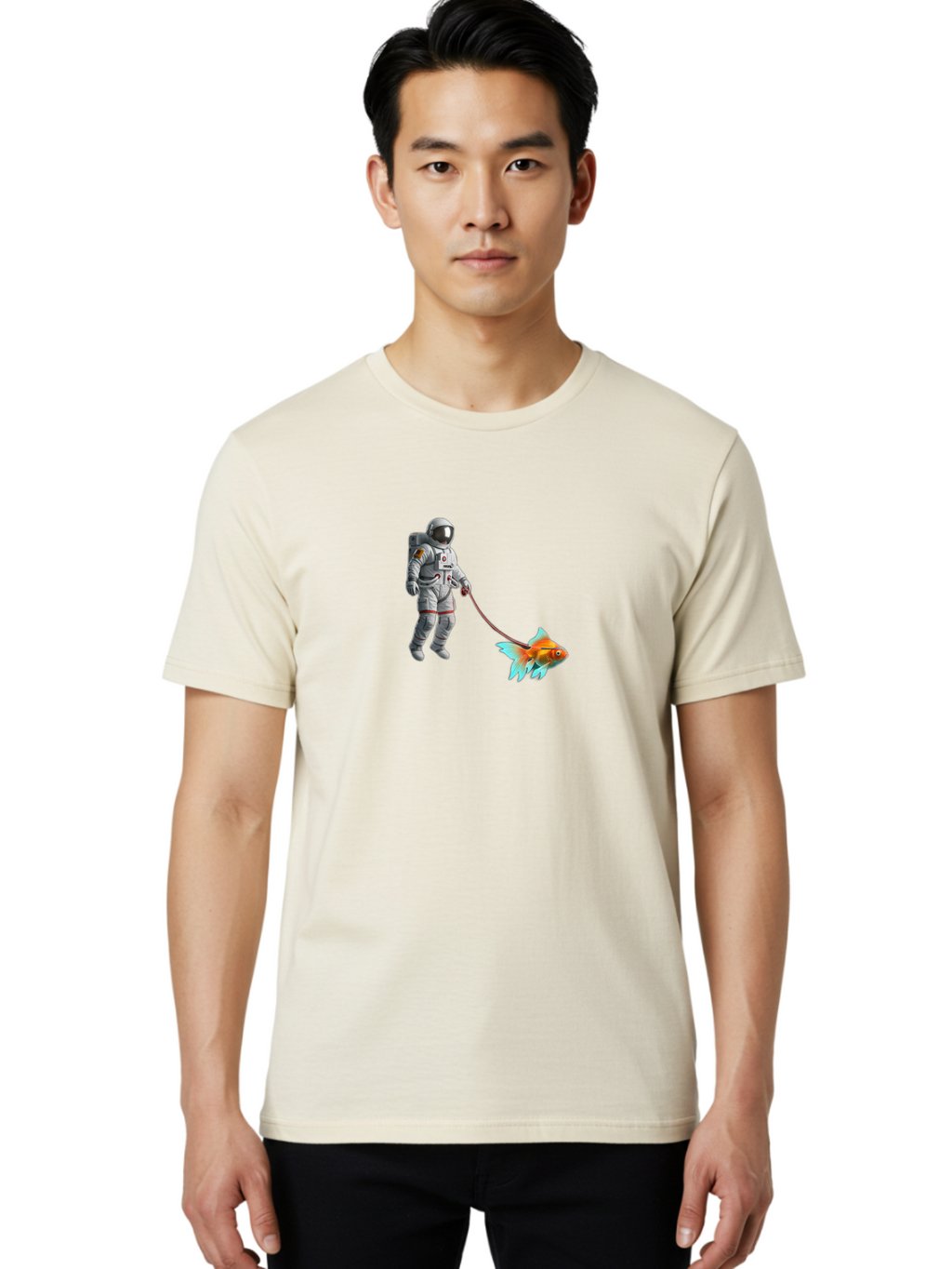 Astronaut-Walking-Goldfish-1 Men'S Graphic Tee, 100% Cotton, Comfortable Casual Summer Wear, Machine Washable, Vintage Camera, Old Camera, Antique Camera, Black Camera, Classic Photography, Photography Equipment, Nostalgic Device, Film Camera, Bao087