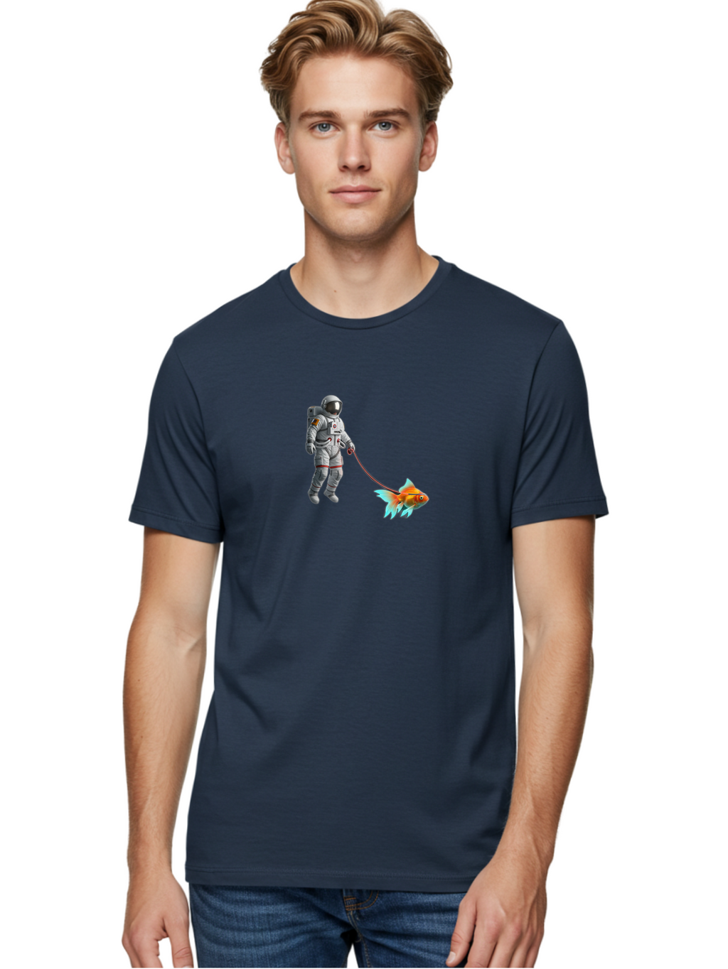 Astronaut-Walking-Goldfish-1 Men'S Graphic Tee, 100% Cotton, Comfortable Casual Summer Wear, Machine Washable, Vintage Camera, Old Camera, Antique Camera, Black Camera, Classic Photography, Photography Equipment, Nostalgic Device, Film Camera, Bao087