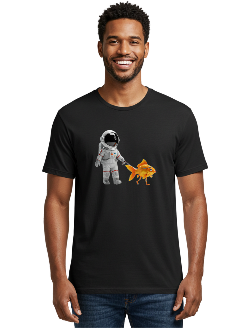Astronaut-Walking-Goldfish-2 Men'S Graphic Tee, 100% Cotton, Comfortable Casual Summer Wear, Machine Washable, Vintage Camera, Old Camera, Antique Camera, Black Camera, Classic Photography, Photography Equipment, Nostalgic Device, Film Camera, Bao089