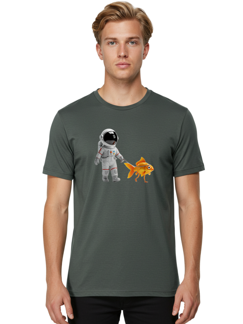 Astronaut-Walking-Goldfish-2 Men'S Graphic Tee, 100% Cotton, Comfortable Casual Summer Wear, Machine Washable, Vintage Camera, Old Camera, Antique Camera, Black Camera, Classic Photography, Photography Equipment, Nostalgic Device, Film Camera, Bao089