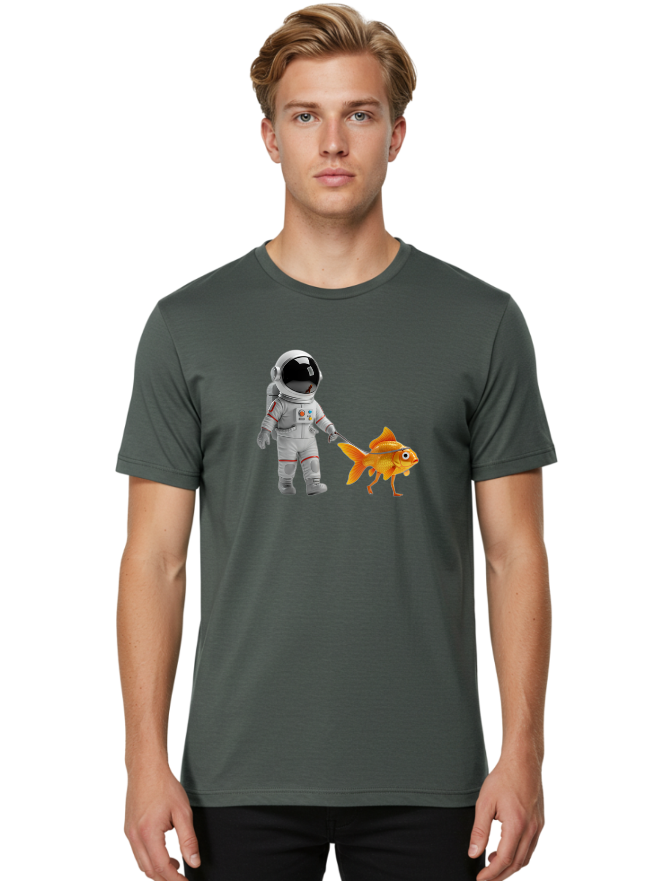 Astronaut-Walking-Goldfish-2 Men'S Graphic Tee, 100% Cotton, Comfortable Casual Summer Wear, Machine Washable, Vintage Camera, Old Camera, Antique Camera, Black Camera, Classic Photography, Photography Equipment, Nostalgic Device, Film Camera, Bao089