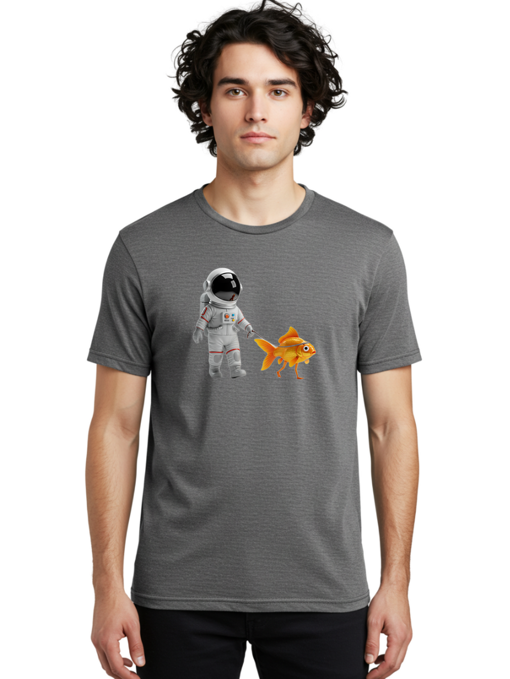 Astronaut-Walking-Goldfish-2 Men'S Graphic Tee, 100% Cotton, Comfortable Casual Summer Wear, Machine Washable, Vintage Camera, Old Camera, Antique Camera, Black Camera, Classic Photography, Photography Equipment, Nostalgic Device, Film Camera, Bao089