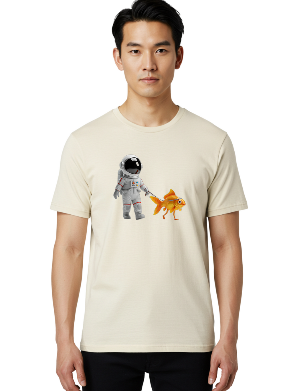 Astronaut-Walking-Goldfish-2 Men'S Graphic Tee, 100% Cotton, Comfortable Casual Summer Wear, Machine Washable, Vintage Camera, Old Camera, Antique Camera, Black Camera, Classic Photography, Photography Equipment, Nostalgic Device, Film Camera, Bao089