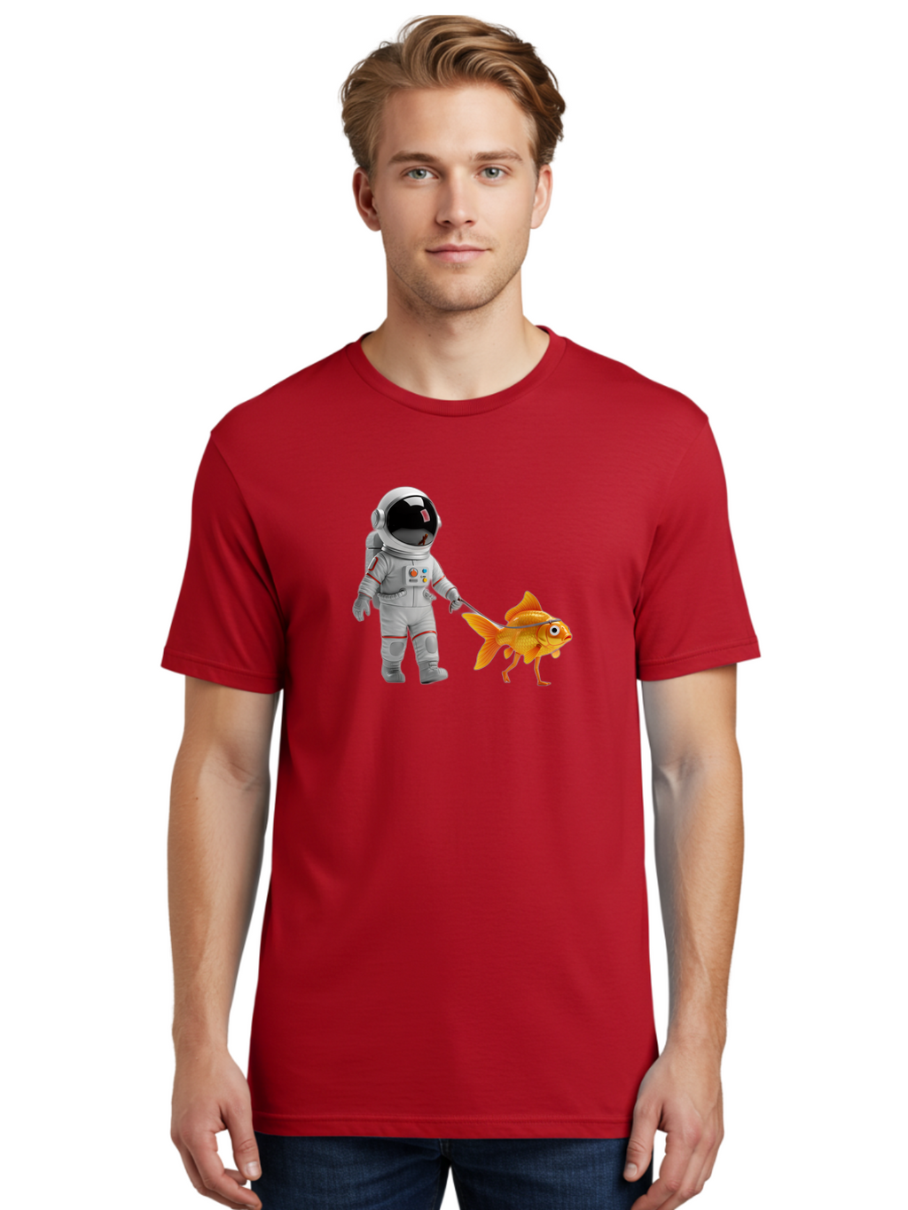 Astronaut-Walking-Goldfish-2 Men'S Graphic Tee, 100% Cotton, Comfortable Casual Summer Wear, Machine Washable, Vintage Camera, Old Camera, Antique Camera, Black Camera, Classic Photography, Photography Equipment, Nostalgic Device, Film Camera, Bao089