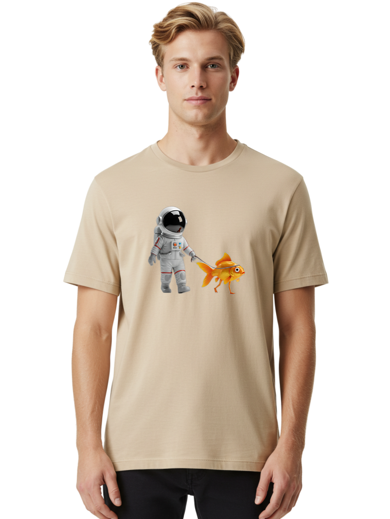 Astronaut-Walking-Goldfish-2 Men'S Graphic Tee, 100% Cotton, Comfortable Casual Summer Wear, Machine Washable, Vintage Camera, Old Camera, Antique Camera, Black Camera, Classic Photography, Photography Equipment, Nostalgic Device, Film Camera, Bao089