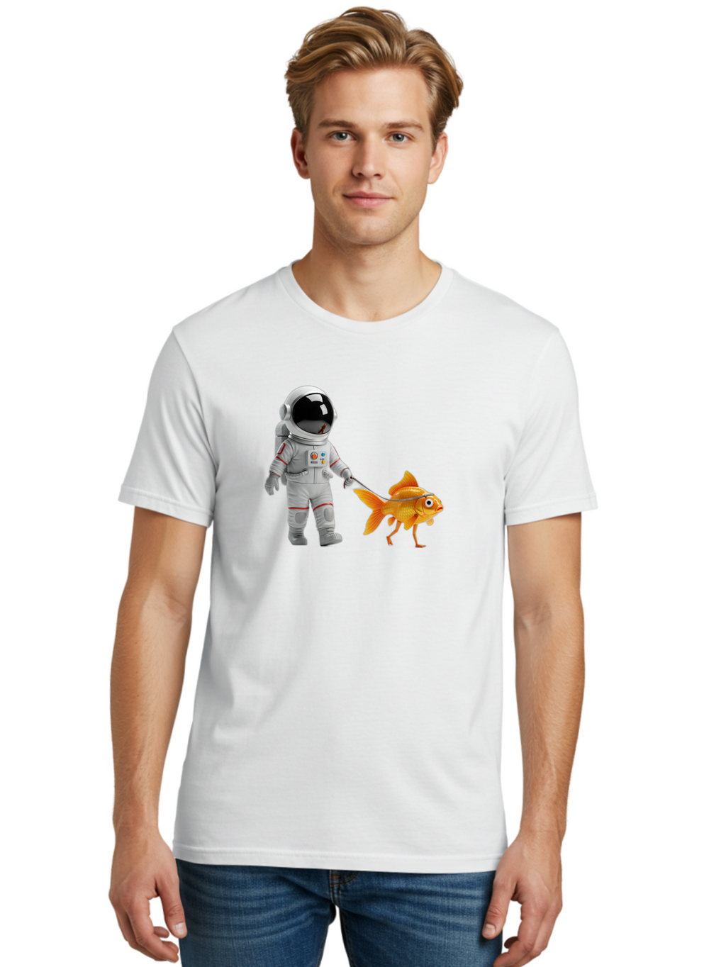 Astronaut-Walking-Goldfish-2 Men'S Graphic Tee, 100% Cotton, Comfortable Casual Summer Wear, Machine Washable, Vintage Camera, Old Camera, Antique Camera, Black Camera, Classic Photography, Photography Equipment, Nostalgic Device, Film Camera, Bao089