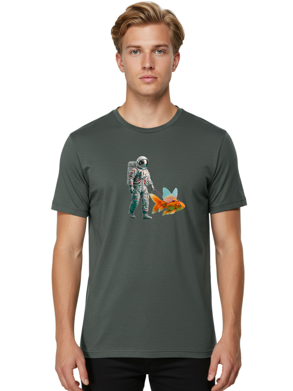 Astronaut-Walking-Goldfish-5 Men'S Graphic Tee, 100% Cotton, Comfortable Casual Summer Wear, Machine Washable, Vintage Camera, Old Camera, Antique Camera, Black Camera, Classic Photography, Photography Equipment, Nostalgic Device, Film Camera, Bao092