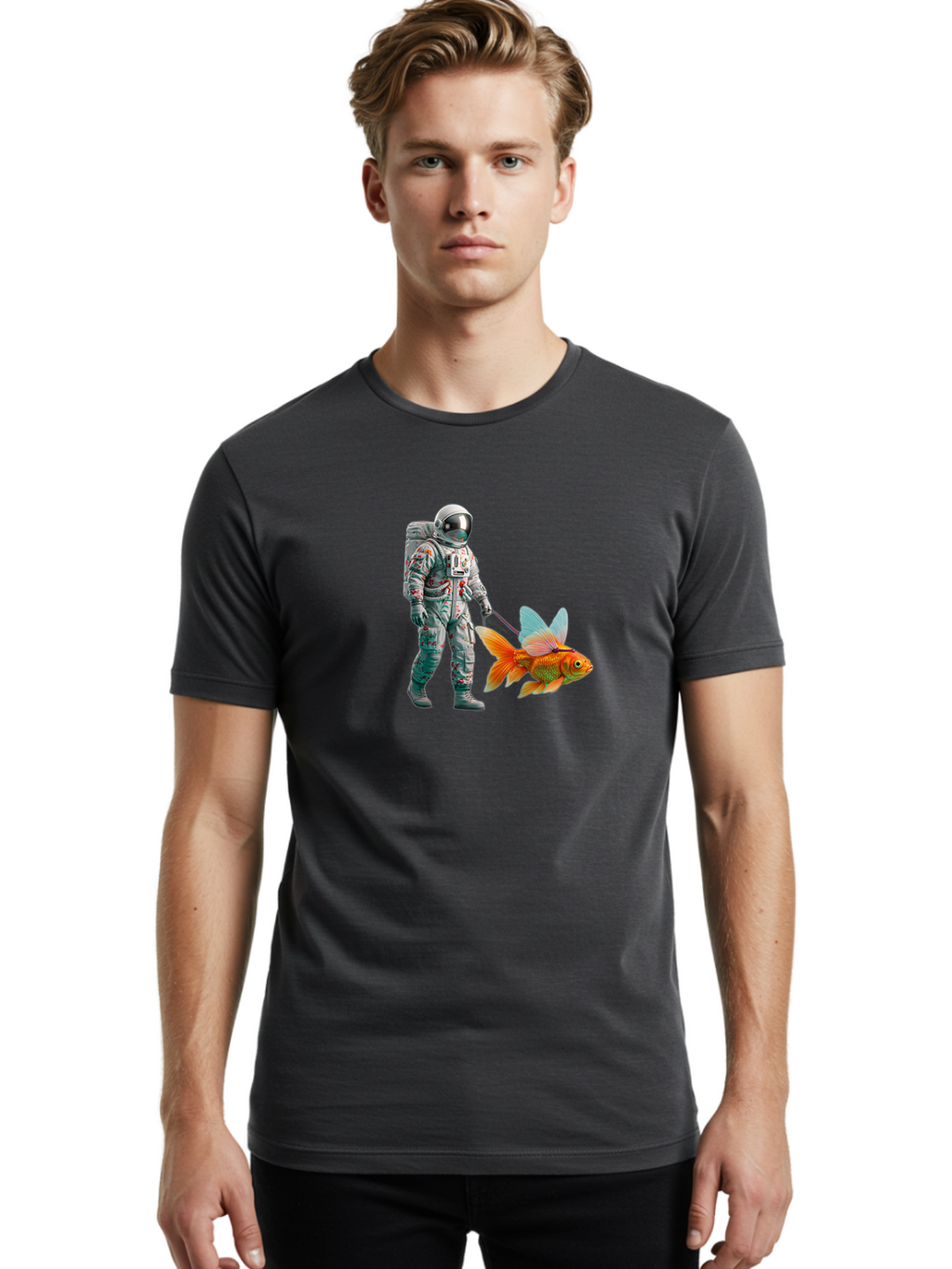 Astronaut-Walking-Goldfish-5 Men'S Graphic Tee, 100% Cotton, Comfortable Casual Summer Wear, Machine Washable, Vintage Camera, Old Camera, Antique Camera, Black Camera, Classic Photography, Photography Equipment, Nostalgic Device, Film Camera, Bao092