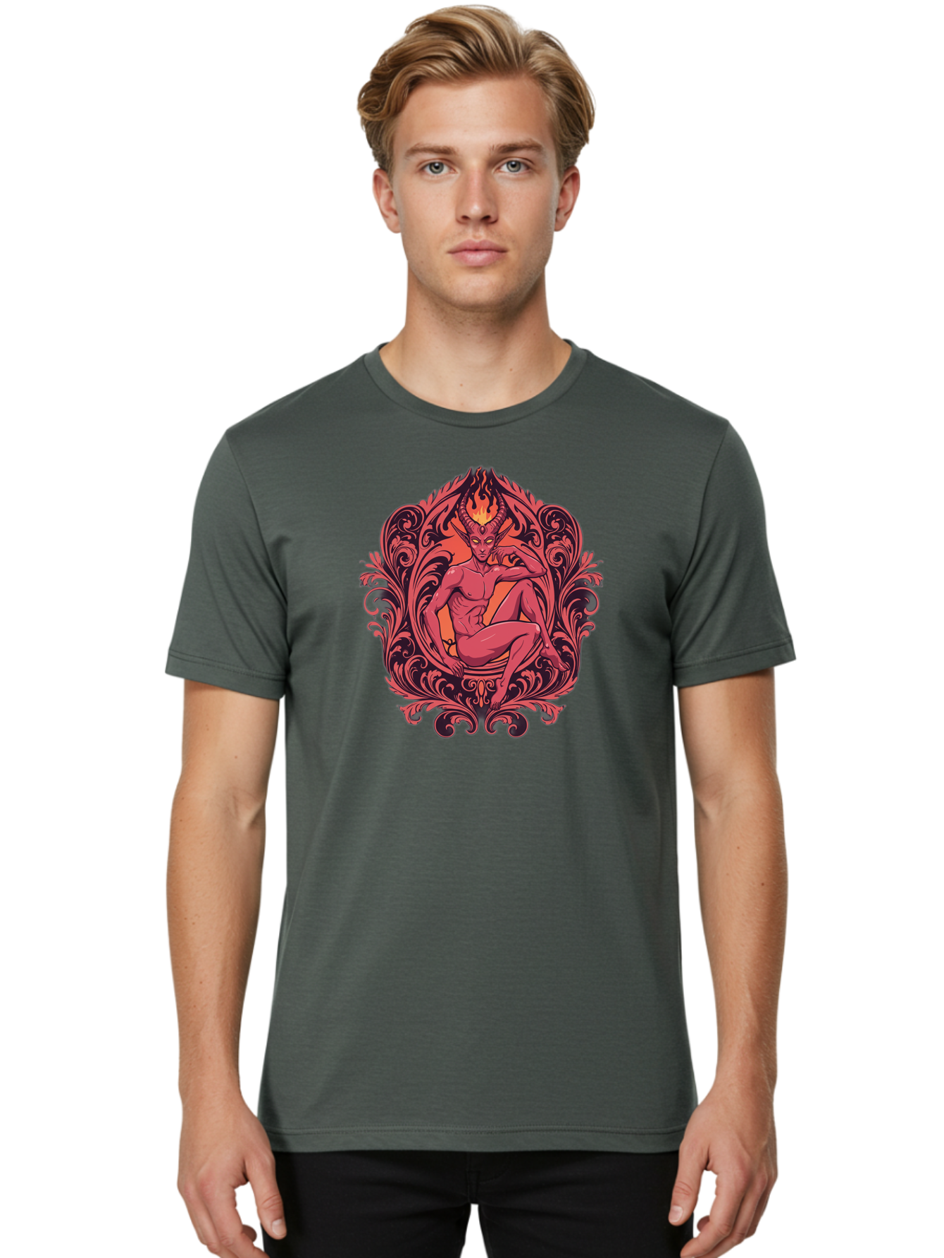 Baphomet-Illustration Men'S Graphic Tee, 100% Cotton, Comfortable Casual Summer Wear, Machine Washable, Vintage Camera, Old Camera, Antique Camera, Black Camera, Classic Photography, Photography Equipment, Nostalgic Device, Film Camera, Bao115