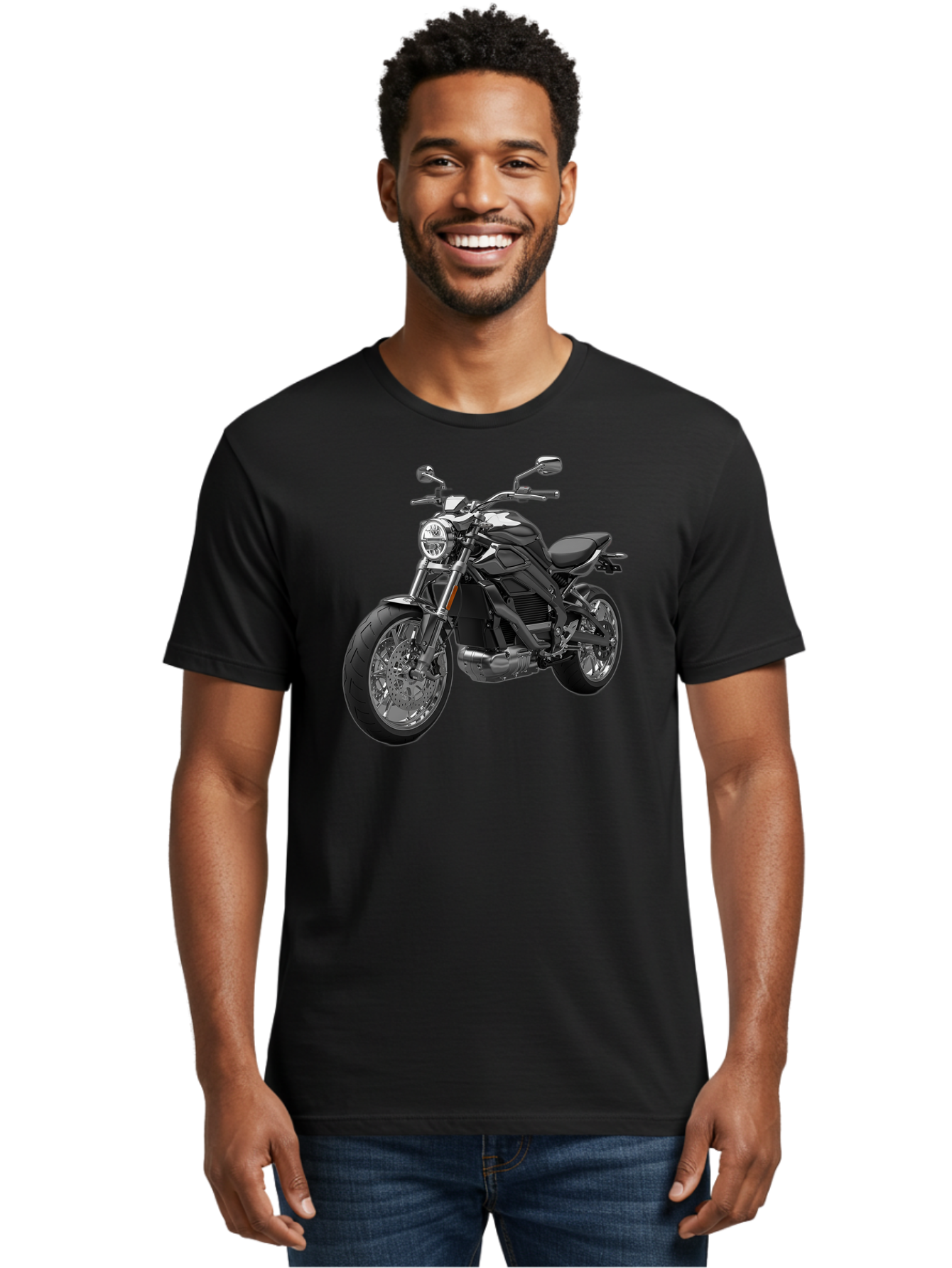 Black-Motorcycle-1 Men'S Graphic Tee, 100% Cotton, Comfortable Casual Summer Wear, Machine Washable, Vintage Camera, Old Camera, Antique Camera, Black Camera, Classic Photography, Photography Equipment, Nostalgic Device, Film Camera, Bao129