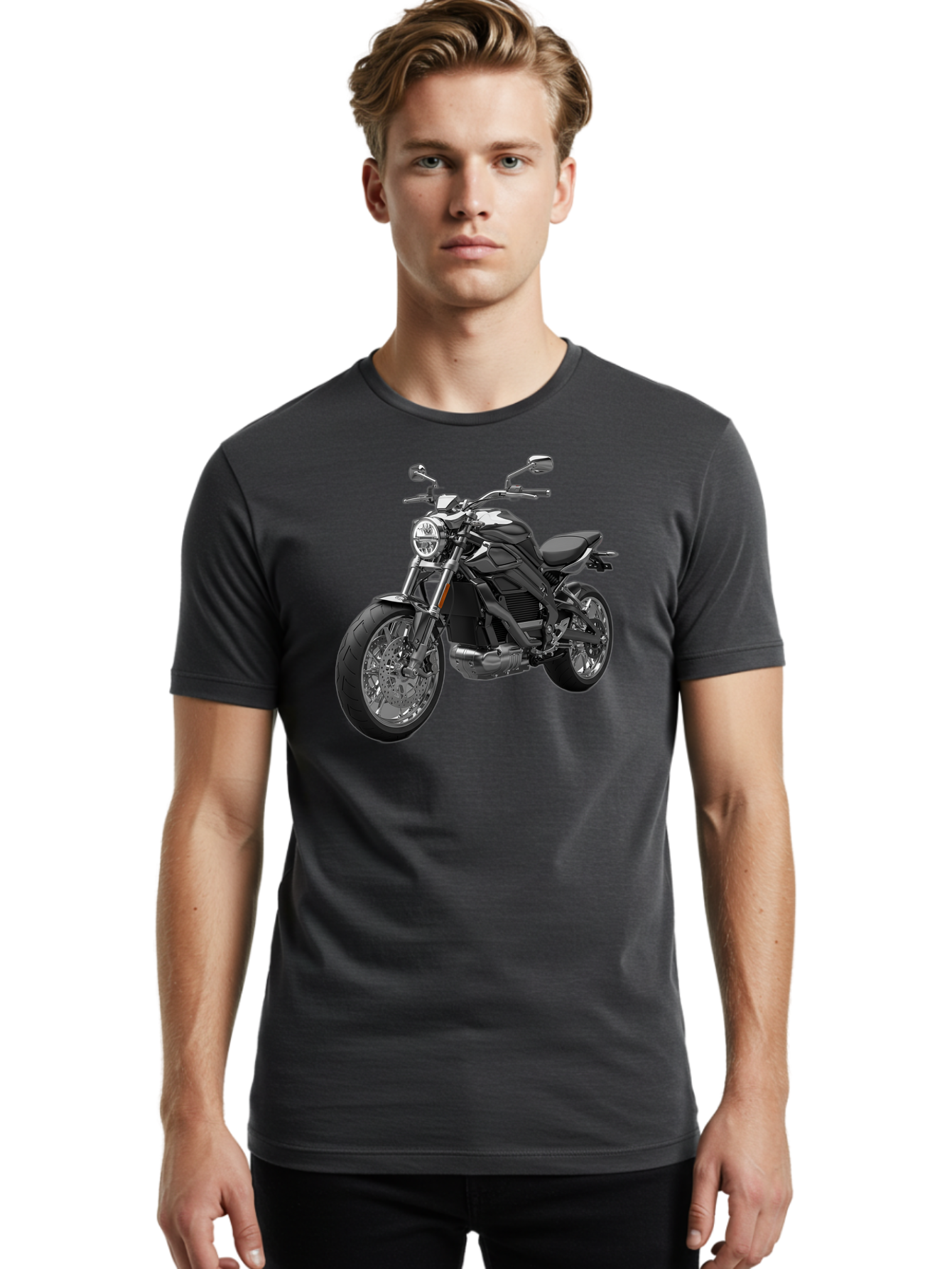 Black-Motorcycle-1 Men'S Graphic Tee, 100% Cotton, Comfortable Casual Summer Wear, Machine Washable, Vintage Camera, Old Camera, Antique Camera, Black Camera, Classic Photography, Photography Equipment, Nostalgic Device, Film Camera, Bao129