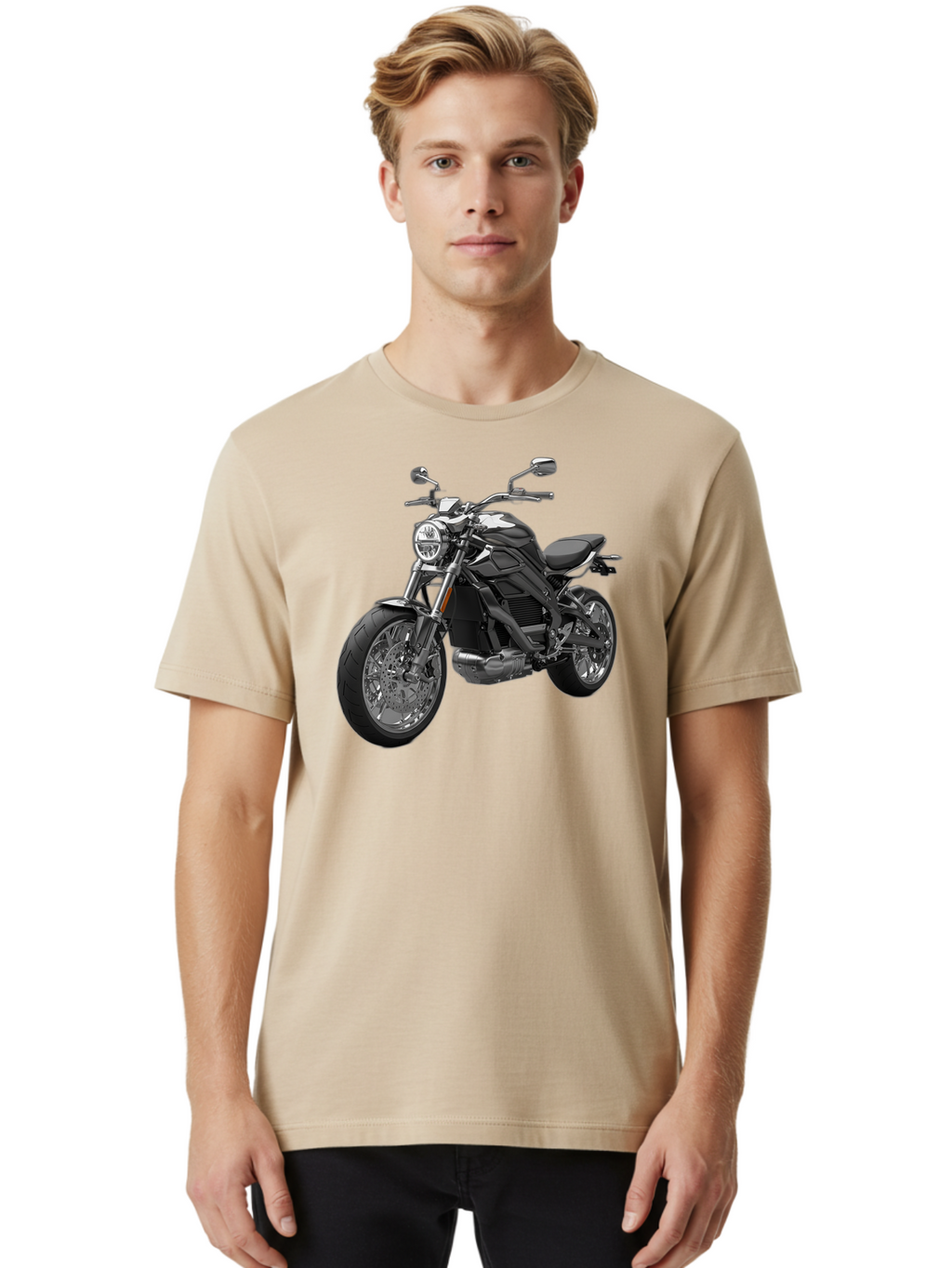 Black-Motorcycle-1 Men'S Graphic Tee, 100% Cotton, Comfortable Casual Summer Wear, Machine Washable, Vintage Camera, Old Camera, Antique Camera, Black Camera, Classic Photography, Photography Equipment, Nostalgic Device, Film Camera, Bao129