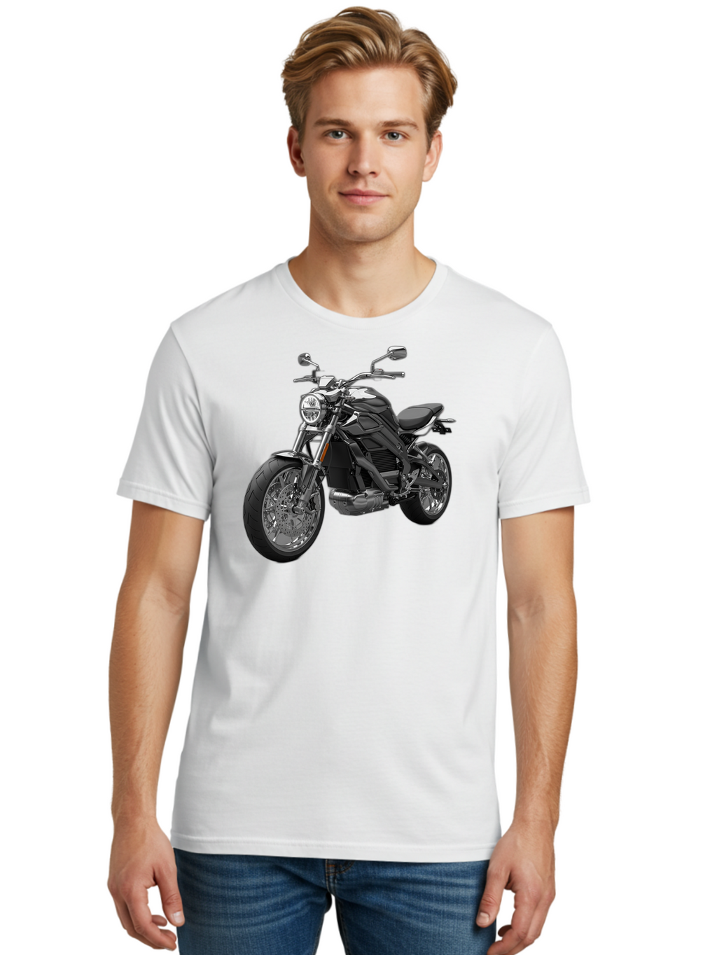 Black-Motorcycle-1 Men'S Graphic Tee, 100% Cotton, Comfortable Casual Summer Wear, Machine Washable, Vintage Camera, Old Camera, Antique Camera, Black Camera, Classic Photography, Photography Equipment, Nostalgic Device, Film Camera, Bao129