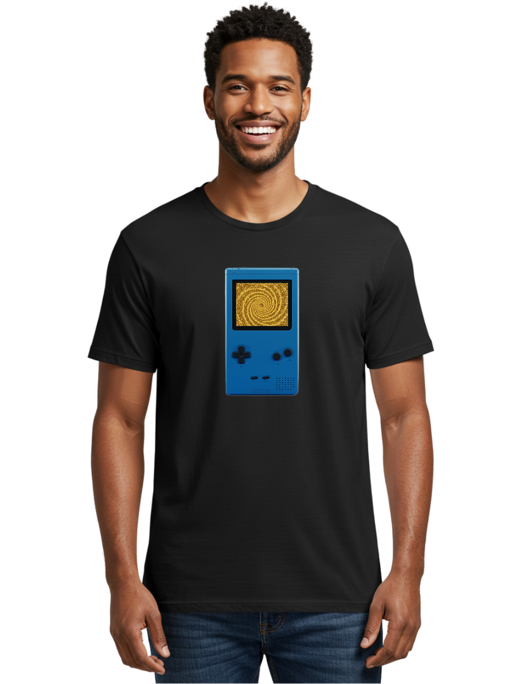 Blue-Gameboy Men'S Graphic Tee, 100% Cotton, Comfortable Casual Summer Wear, Machine Washable, Vintage Camera, Old Camera, Antique Camera, Black Camera, Classic Photography, Photography Equipment, Nostalgic Device, Film Camera, Camera Art Bao137