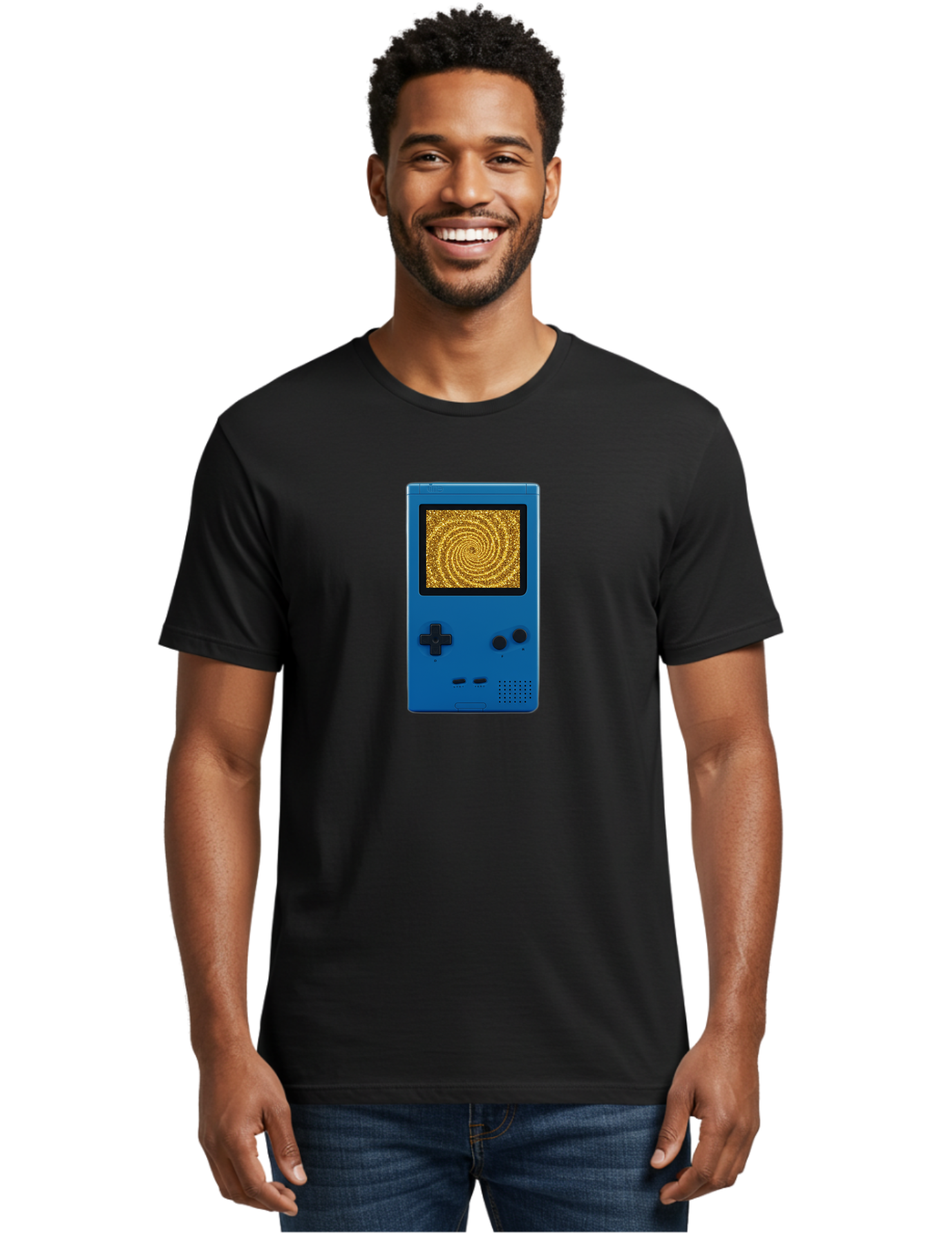 Blue-Gameboy Men'S Graphic Tee, 100% Cotton, Comfortable Casual Summer Wear, Machine Washable, Vintage Camera, Old Camera, Antique Camera, Black Camera, Classic Photography, Photography Equipment, Nostalgic Device, Film Camera, Camera Art Bao137