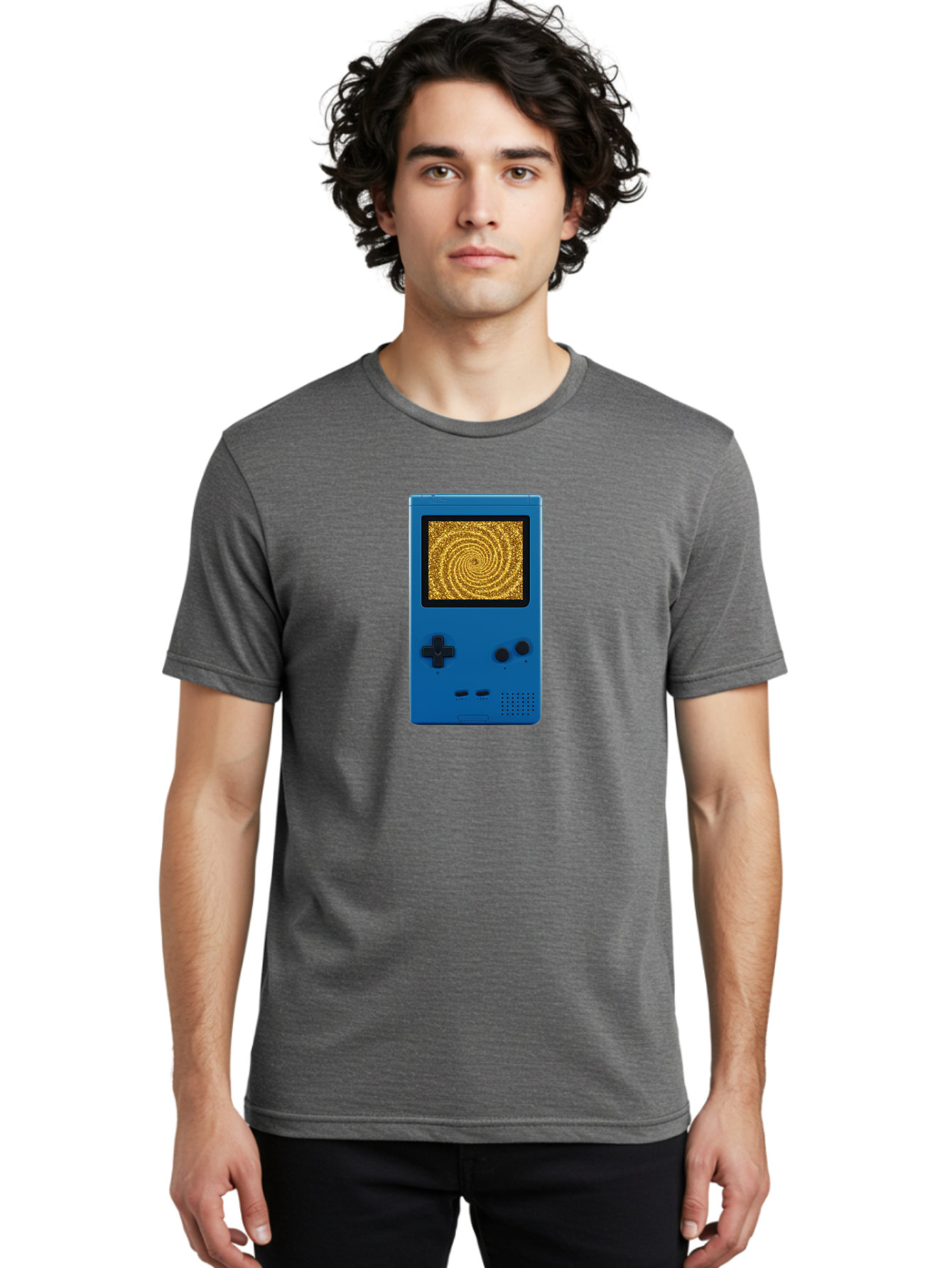 Blue-Gameboy Men'S Graphic Tee, 100% Cotton, Comfortable Casual Summer Wear, Machine Washable, Vintage Camera, Old Camera, Antique Camera, Black Camera, Classic Photography, Photography Equipment, Nostalgic Device, Film Camera, Camera Art Bao137