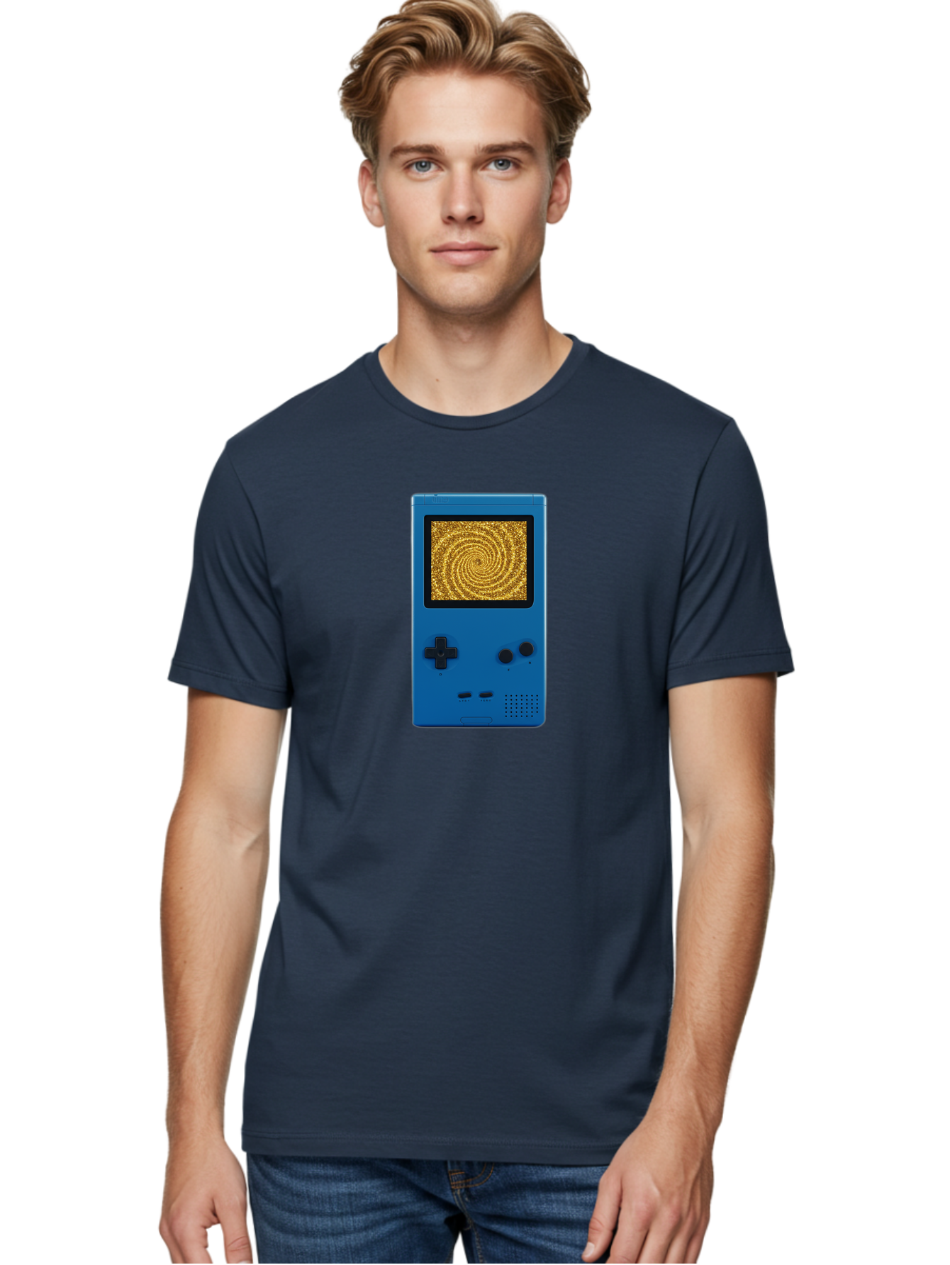 Blue-Gameboy Men'S Graphic Tee, 100% Cotton, Comfortable Casual Summer Wear, Machine Washable, Vintage Camera, Old Camera, Antique Camera, Black Camera, Classic Photography, Photography Equipment, Nostalgic Device, Film Camera, Camera Art Bao137
