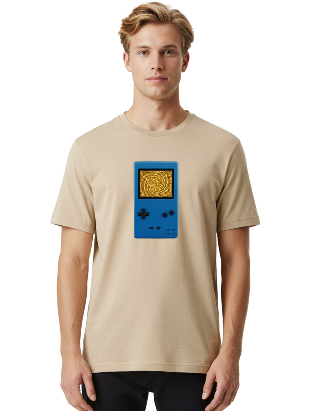 Blue-Gameboy Men'S Graphic Tee, 100% Cotton, Comfortable Casual Summer Wear, Machine Washable, Vintage Camera, Old Camera, Antique Camera, Black Camera, Classic Photography, Photography Equipment, Nostalgic Device, Film Camera, Camera Art Bao137