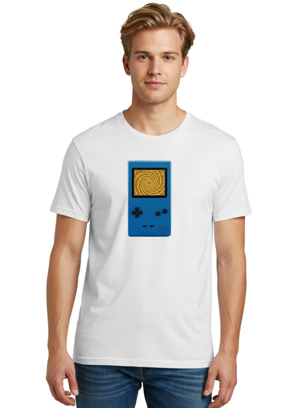 Blue-Gameboy Men'S Graphic Tee, 100% Cotton, Comfortable Casual Summer Wear, Machine Washable, Vintage Camera, Old Camera, Antique Camera, Black Camera, Classic Photography, Photography Equipment, Nostalgic Device, Film Camera, Camera Art Bao137