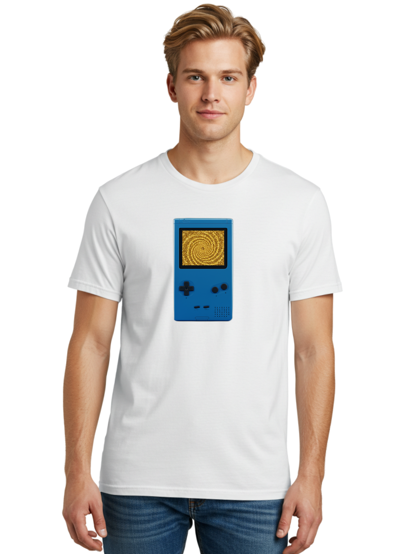 Blue-Gameboy Men'S Graphic Tee, 100% Cotton, Comfortable Casual Summer Wear, Machine Washable, Vintage Camera, Old Camera, Antique Camera, Black Camera, Classic Photography, Photography Equipment, Nostalgic Device, Film Camera, Camera Art Bao137