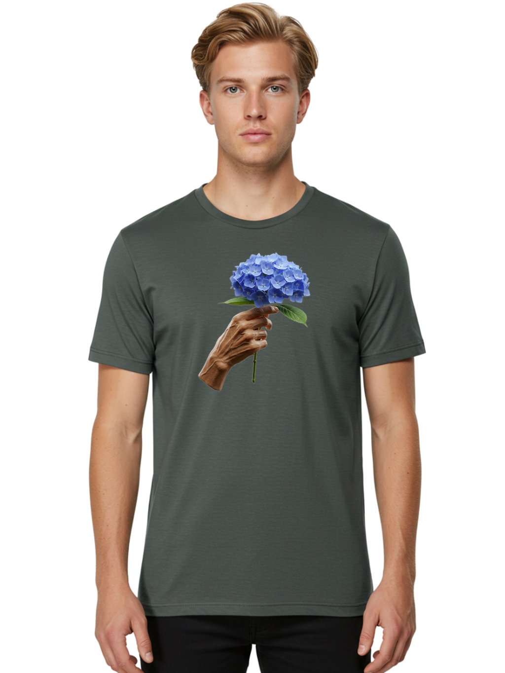 Blue-Hydrangea Men'S Graphic Tee, 100% Cotton, Comfortable Casual Summer Wear, Machine Washable, Vintage Camera, Old Camera, Antique Camera, Black Camera, Classic Photography, Photography Equipment, Nostalgic Device, Film Camera, Camera Art Bao138