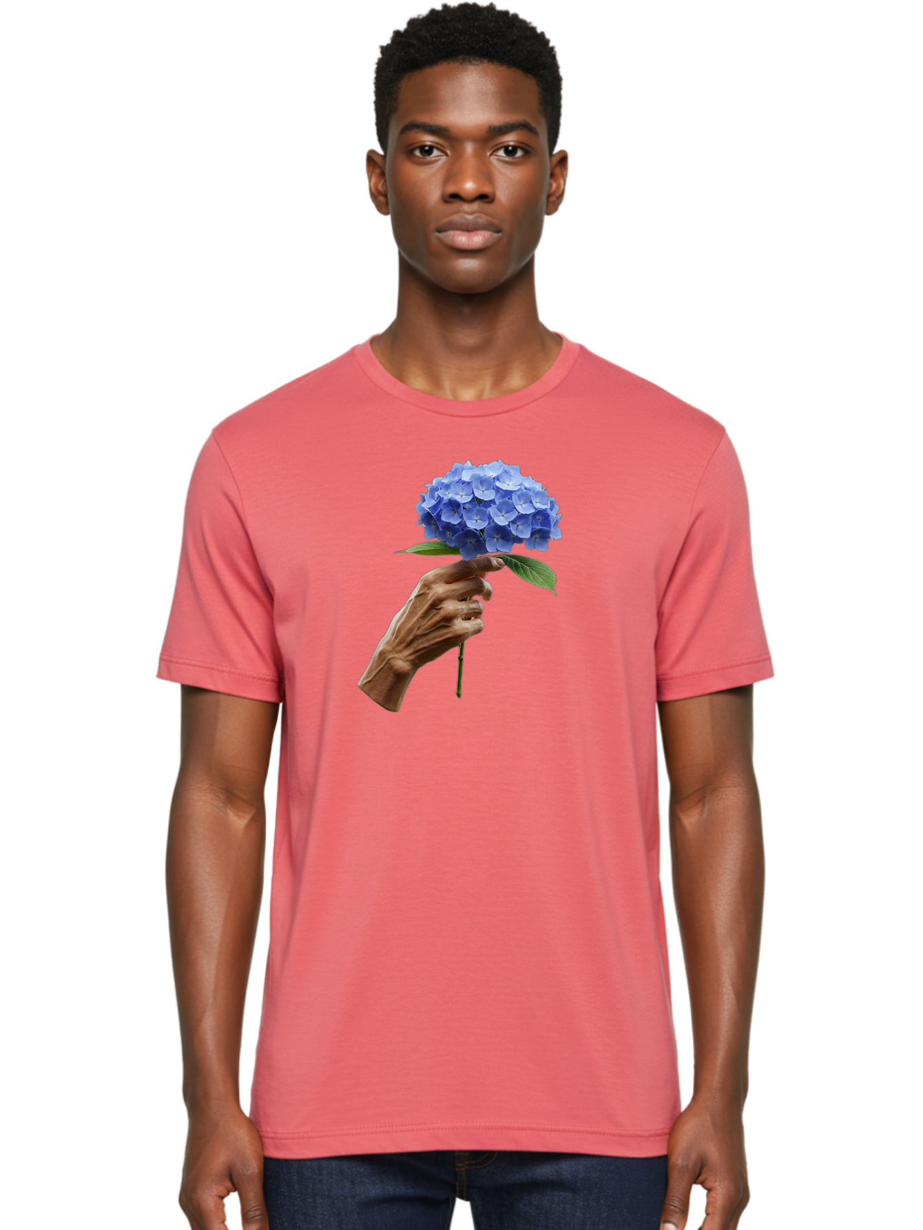 Blue-Hydrangea Men'S Graphic Tee, 100% Cotton, Comfortable Casual Summer Wear, Machine Washable, Vintage Camera, Old Camera, Antique Camera, Black Camera, Classic Photography, Photography Equipment, Nostalgic Device, Film Camera, Camera Art Bao138