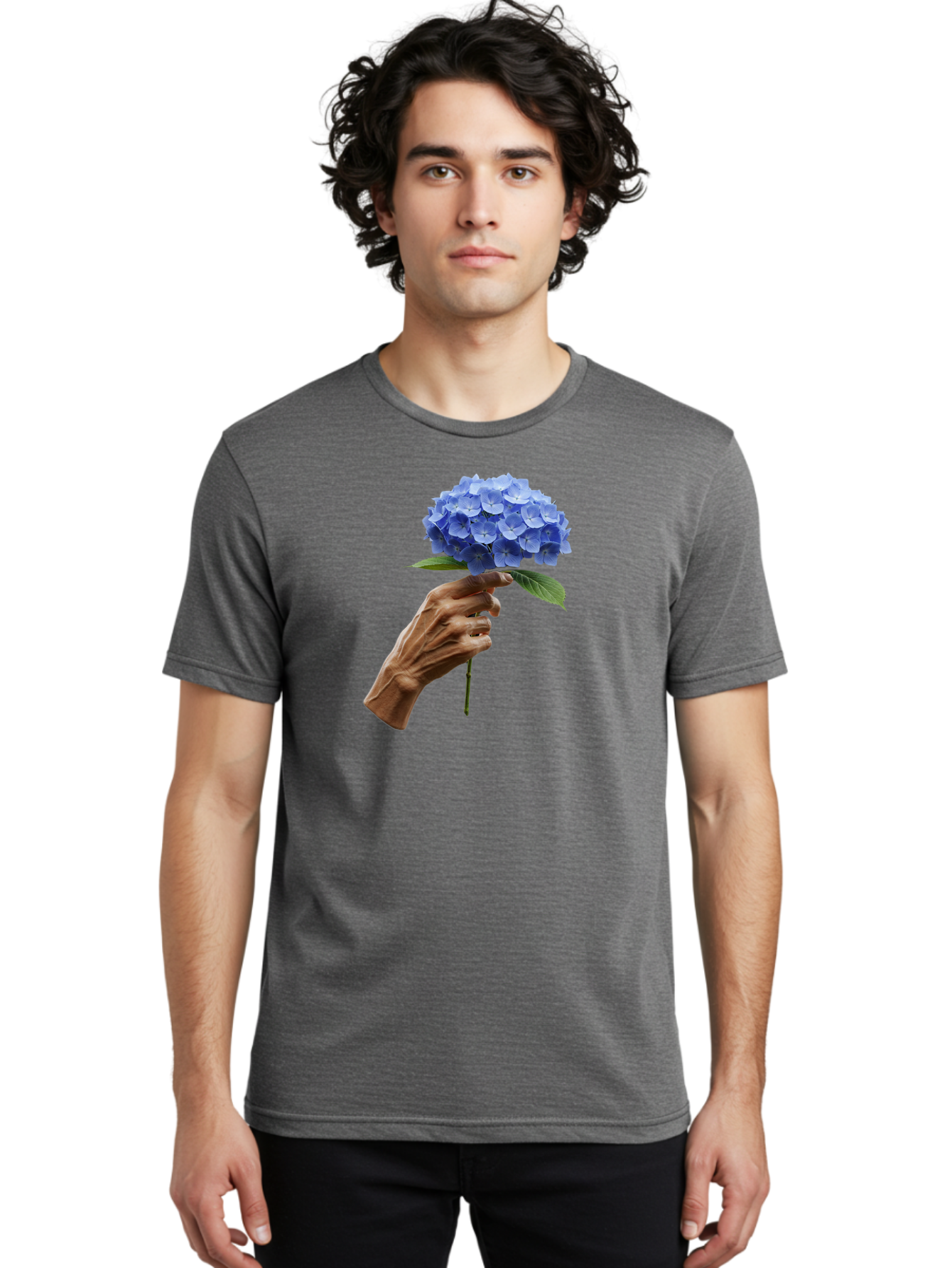 Blue-Hydrangea Men'S Graphic Tee, 100% Cotton, Comfortable Casual Summer Wear, Machine Washable, Vintage Camera, Old Camera, Antique Camera, Black Camera, Classic Photography, Photography Equipment, Nostalgic Device, Film Camera, Camera Art Bao138