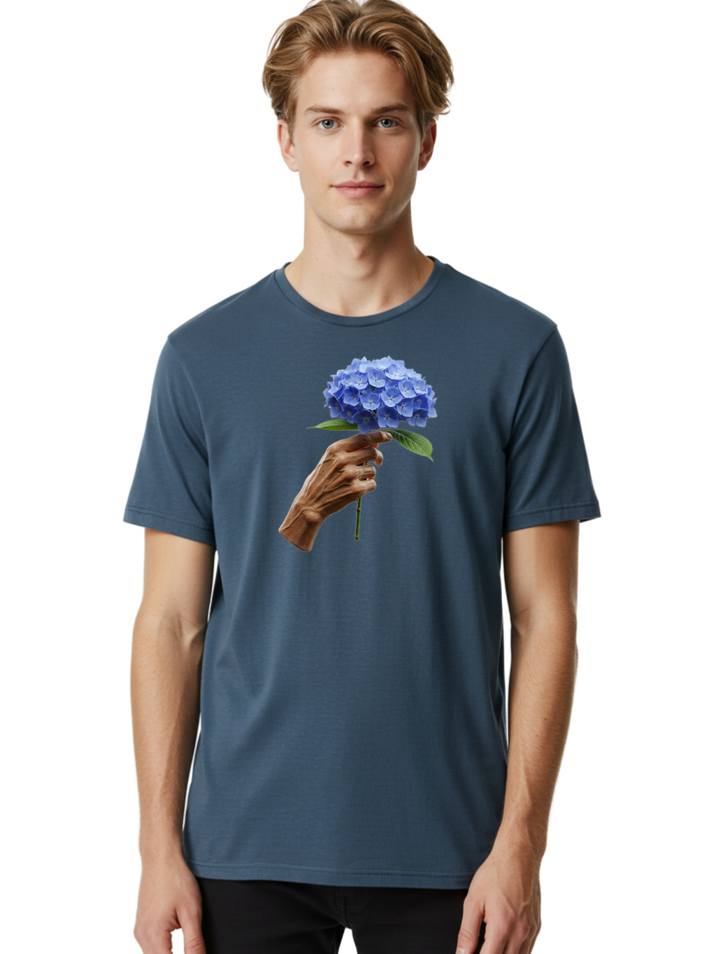 Blue-Hydrangea Men'S Graphic Tee, 100% Cotton, Comfortable Casual Summer Wear, Machine Washable, Vintage Camera, Old Camera, Antique Camera, Black Camera, Classic Photography, Photography Equipment, Nostalgic Device, Film Camera, Camera Art Bao138