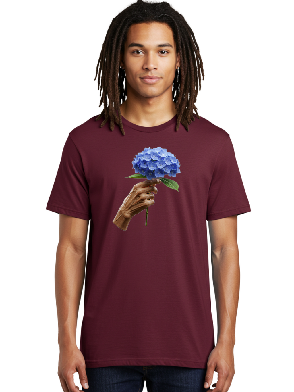 Blue-Hydrangea Men'S Graphic Tee, 100% Cotton, Comfortable Casual Summer Wear, Machine Washable, Vintage Camera, Old Camera, Antique Camera, Black Camera, Classic Photography, Photography Equipment, Nostalgic Device, Film Camera, Camera Art Bao138
