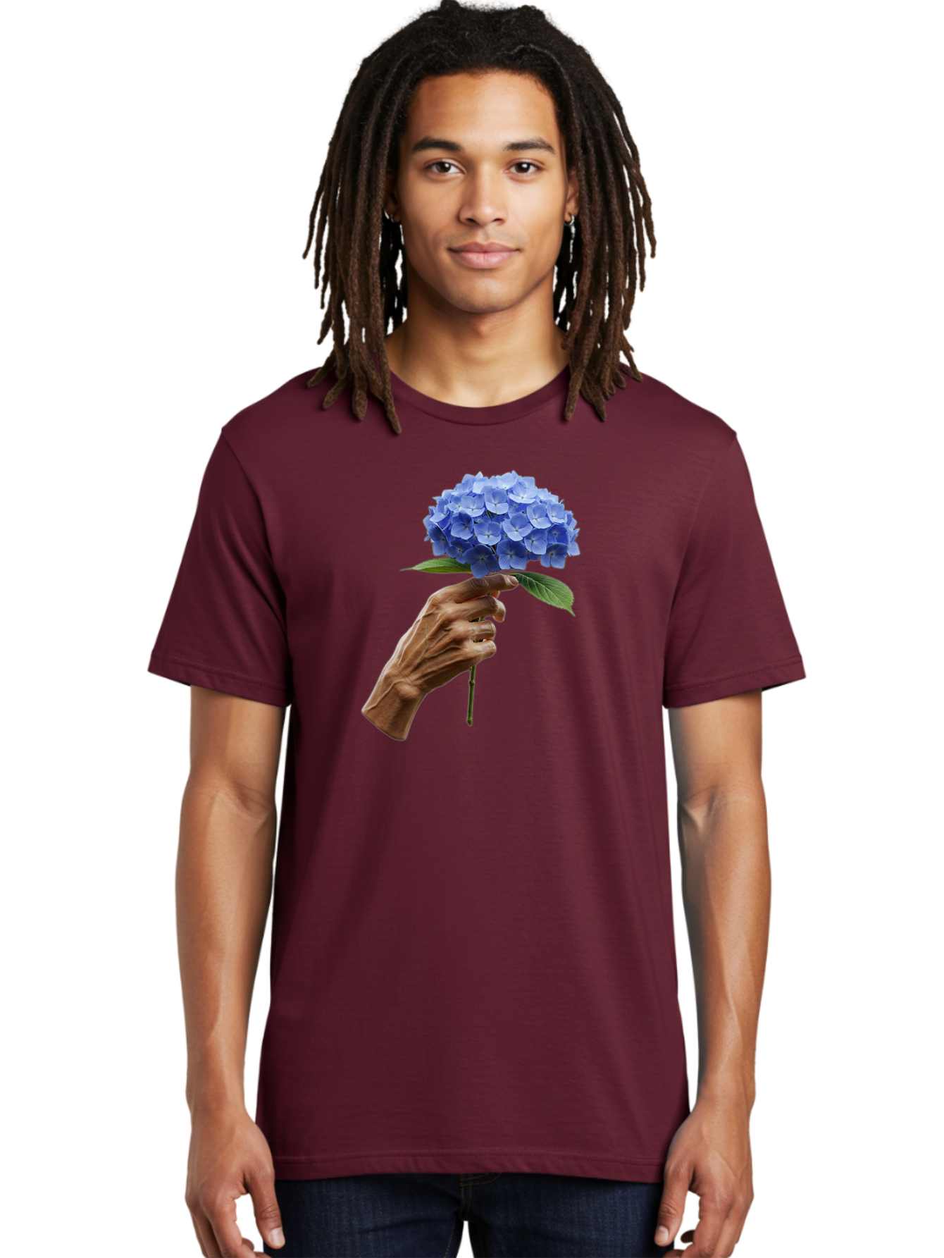 Blue-Hydrangea Men'S Graphic Tee, 100% Cotton, Comfortable Casual Summer Wear, Machine Washable, Vintage Camera, Old Camera, Antique Camera, Black Camera, Classic Photography, Photography Equipment, Nostalgic Device, Film Camera, Camera Art Bao138