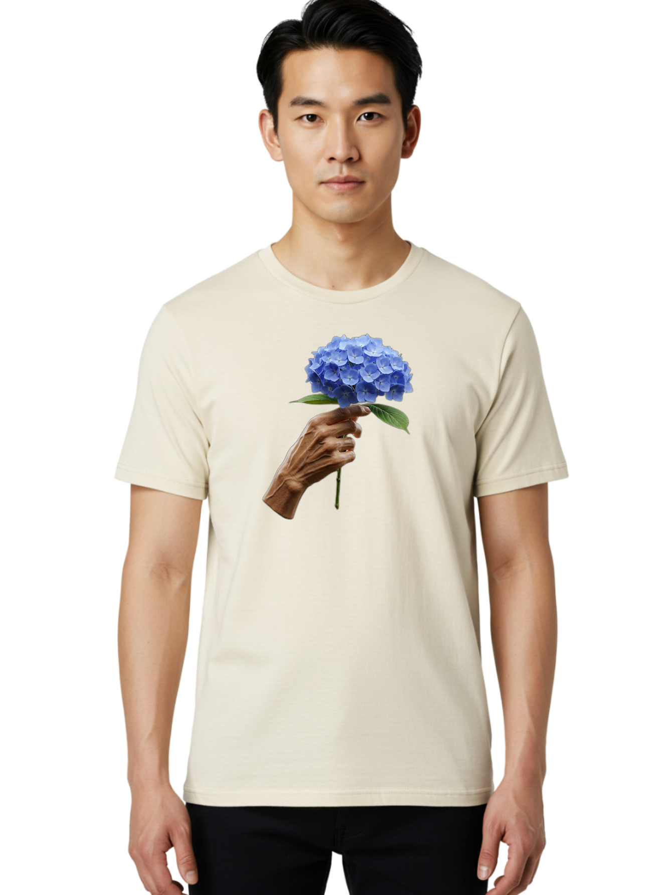 Blue-Hydrangea Men'S Graphic Tee, 100% Cotton, Comfortable Casual Summer Wear, Machine Washable, Vintage Camera, Old Camera, Antique Camera, Black Camera, Classic Photography, Photography Equipment, Nostalgic Device, Film Camera, Camera Art Bao138