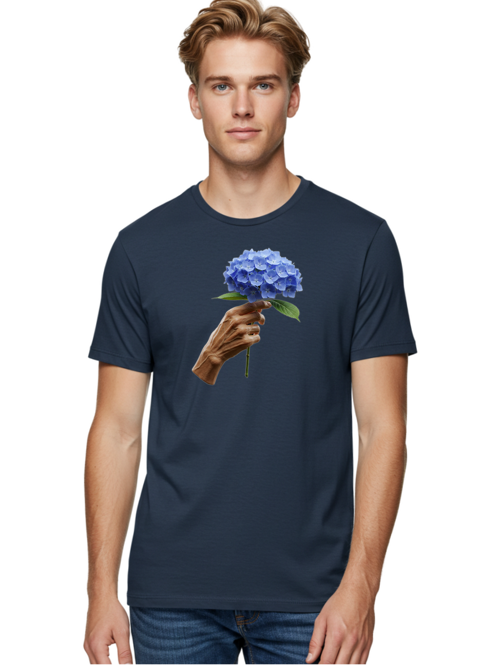 Blue-Hydrangea Men'S Graphic Tee, 100% Cotton, Comfortable Casual Summer Wear, Machine Washable, Vintage Camera, Old Camera, Antique Camera, Black Camera, Classic Photography, Photography Equipment, Nostalgic Device, Film Camera, Camera Art Bao138
