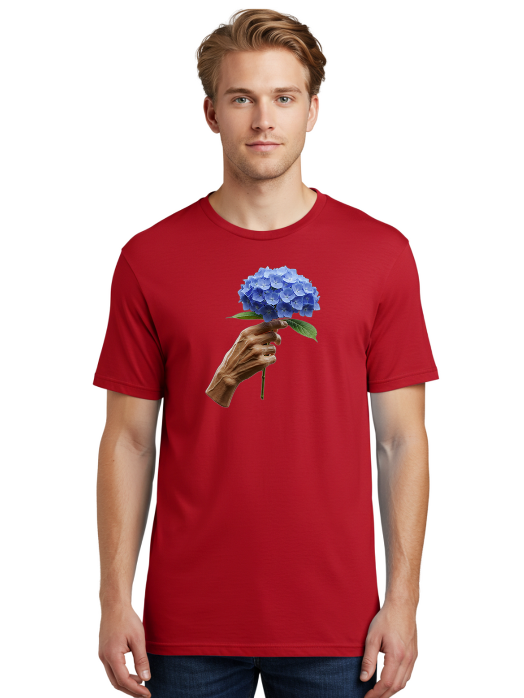 Blue-Hydrangea Men'S Graphic Tee, 100% Cotton, Comfortable Casual Summer Wear, Machine Washable, Vintage Camera, Old Camera, Antique Camera, Black Camera, Classic Photography, Photography Equipment, Nostalgic Device, Film Camera, Camera Art Bao138