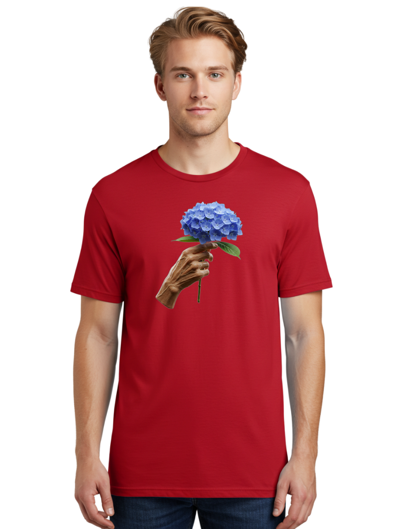 Blue-Hydrangea Men'S Graphic Tee, 100% Cotton, Comfortable Casual Summer Wear, Machine Washable, Vintage Camera, Old Camera, Antique Camera, Black Camera, Classic Photography, Photography Equipment, Nostalgic Device, Film Camera, Camera Art Bao138