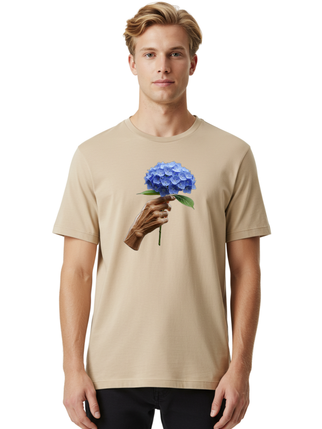 Blue-Hydrangea Men'S Graphic Tee, 100% Cotton, Comfortable Casual Summer Wear, Machine Washable, Vintage Camera, Old Camera, Antique Camera, Black Camera, Classic Photography, Photography Equipment, Nostalgic Device, Film Camera, Camera Art Bao138
