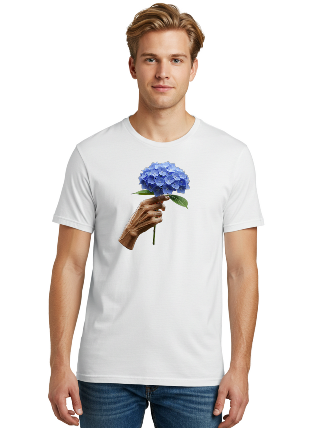 Blue-Hydrangea Men'S Graphic Tee, 100% Cotton, Comfortable Casual Summer Wear, Machine Washable, Vintage Camera, Old Camera, Antique Camera, Black Camera, Classic Photography, Photography Equipment, Nostalgic Device, Film Camera, Camera Art Bao138