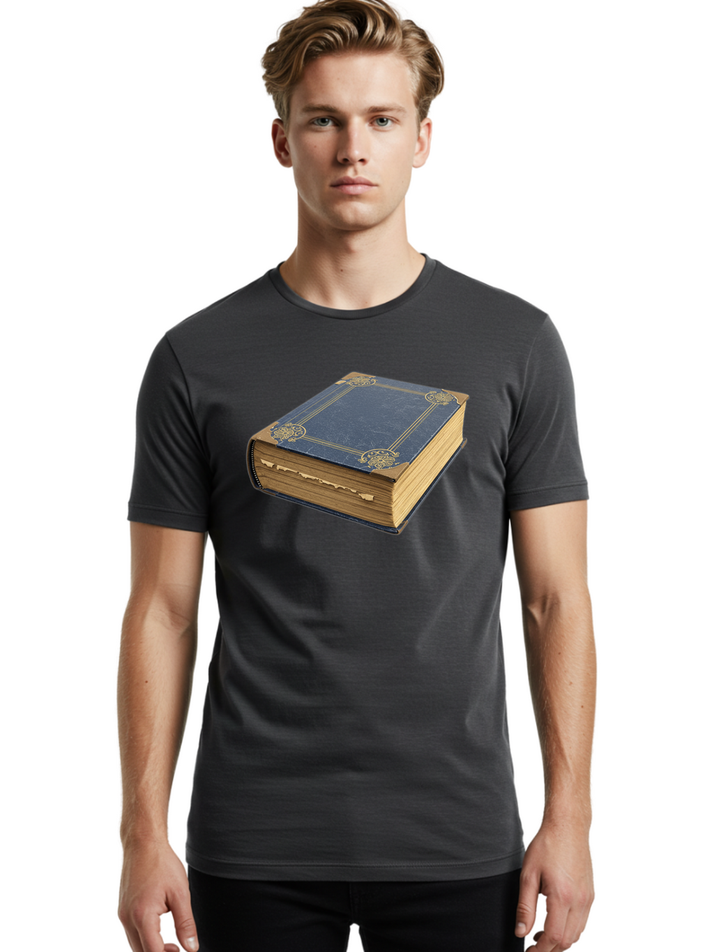 Blue-Leather-Book Men'S Graphic Tee, 100% Cotton, Comfortable Casual Summer Wear, Machine Washable, Vintage Camera, Old Camera, Antique Camera, Black Camera, Classic Photography, Photography Equipment, Nostalgic Device, Film Camera, Camera Art Bao139