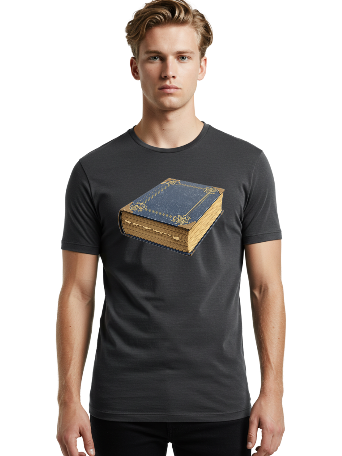 Blue-Leather-Book Men'S Graphic Tee, 100% Cotton, Comfortable Casual Summer Wear, Machine Washable, Vintage Camera, Old Camera, Antique Camera, Black Camera, Classic Photography, Photography Equipment, Nostalgic Device, Film Camera, Camera Art Bao139