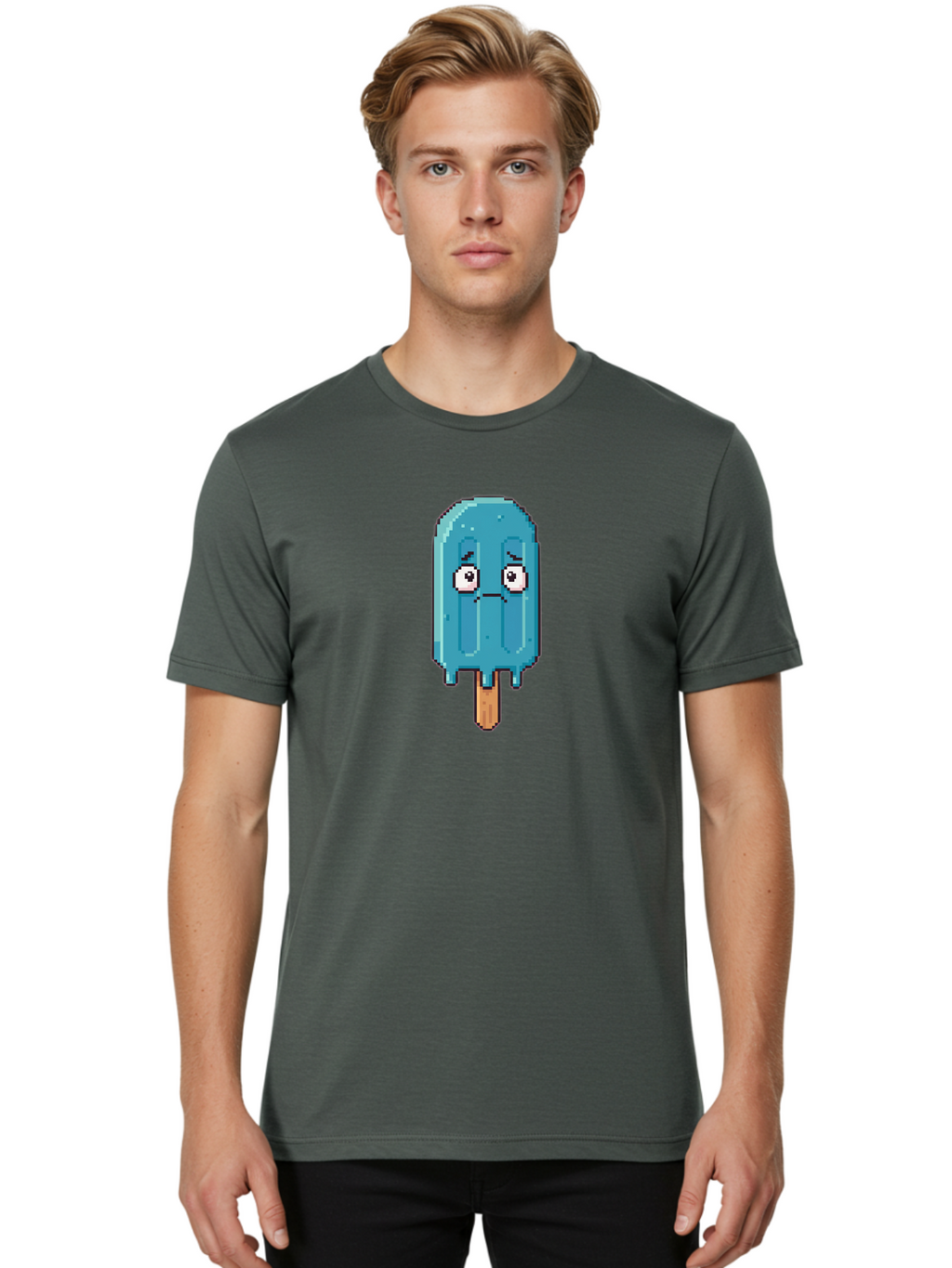 Blue-Popsicle Men'S Graphic Tee, 100% Cotton, Comfortable Casual Summer Wear, Machine Washable, Vintage Camera, Old Camera, Antique Camera, Black Camera, Classic Photography, Photography Equipment, Nostalgic Device, Film Camera, Camera Art Bao140