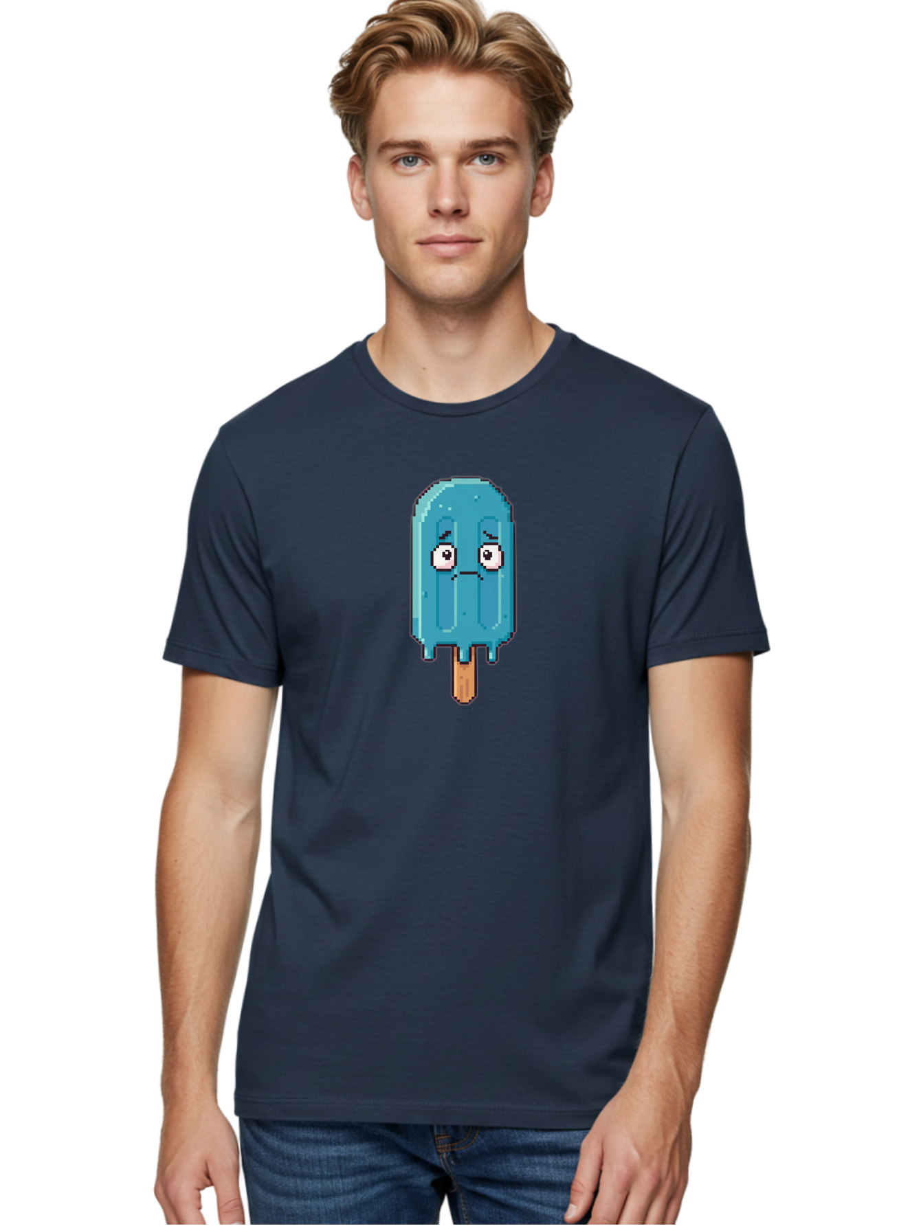 Blue-Popsicle Men'S Graphic Tee, 100% Cotton, Comfortable Casual Summer Wear, Machine Washable, Vintage Camera, Old Camera, Antique Camera, Black Camera, Classic Photography, Photography Equipment, Nostalgic Device, Film Camera, Camera Art Bao140