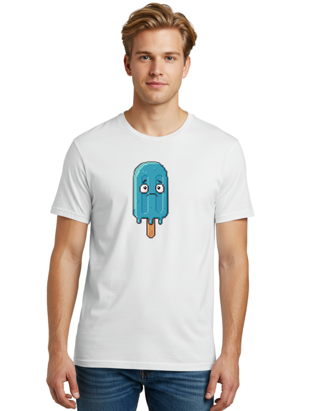 Blue-Popsicle Men'S Graphic Tee, 100% Cotton, Comfortable Casual Summer Wear, Machine Washable, Vintage Camera, Old Camera, Antique Camera, Black Camera, Classic Photography, Photography Equipment, Nostalgic Device, Film Camera, Camera Art Bao140