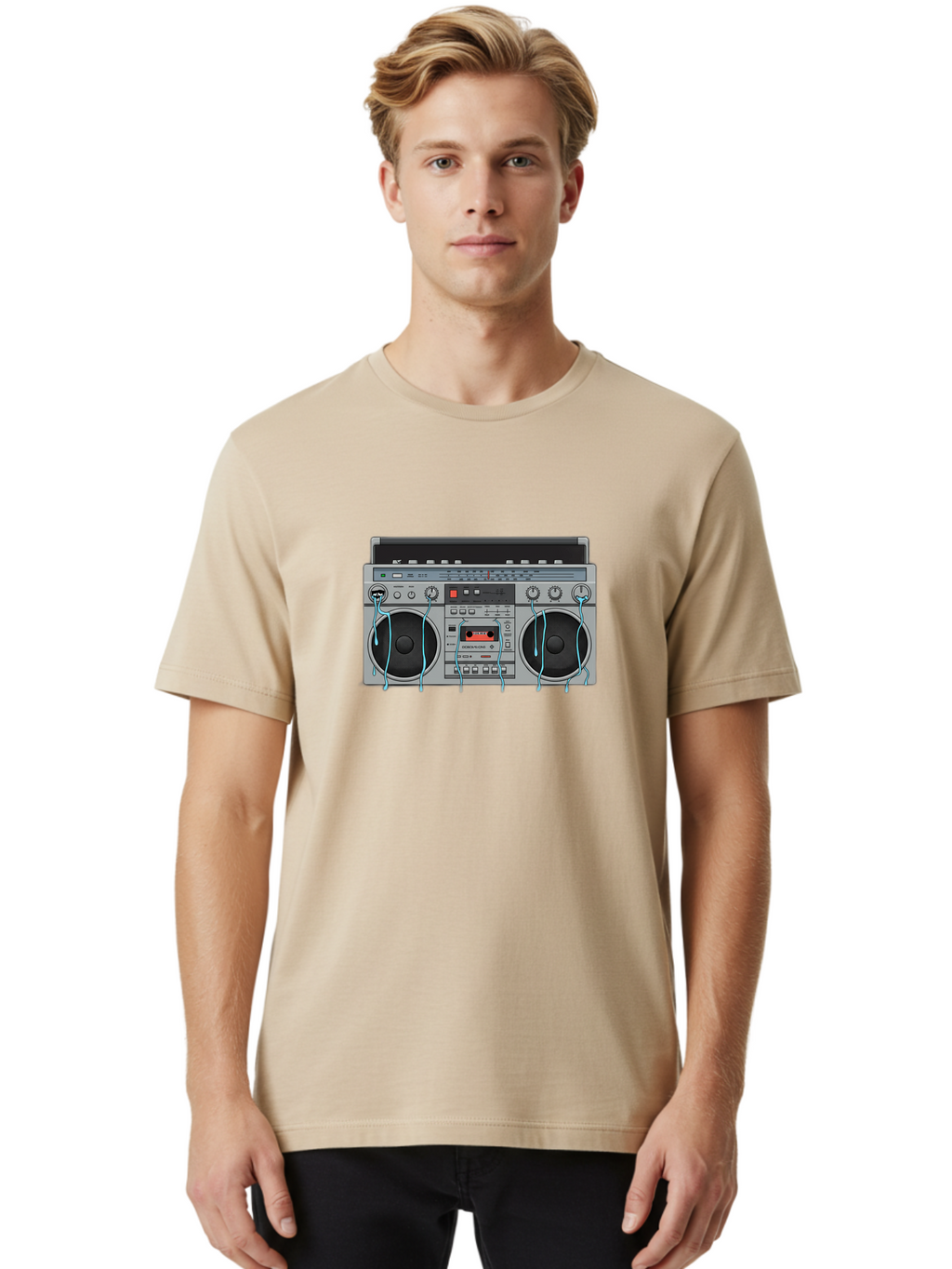 Boombox-1 Men'S Graphic Tee, 100% Cotton, Comfortable Casual Summer Wear, Machine Washable, Vintage Camera, Old Camera, Antique Camera, Black Camera, Classic Photography, Photography Equipment, Nostalgic Device, Film Camera, Camera Art Bao145