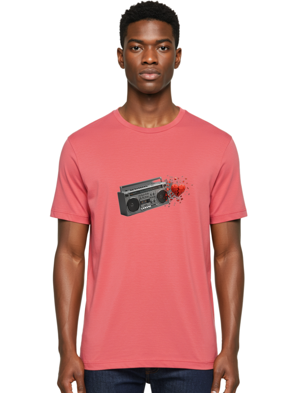 Boombox-Heart Men'S Graphic Tee, 100% Cotton, Comfortable Casual Summer Wear, Machine Washable, Vintage Camera, Old Camera, Antique Camera, Black Camera, Classic Photography, Photography Equipment, Nostalgic Device, Film Camera, Camera Art Bao146