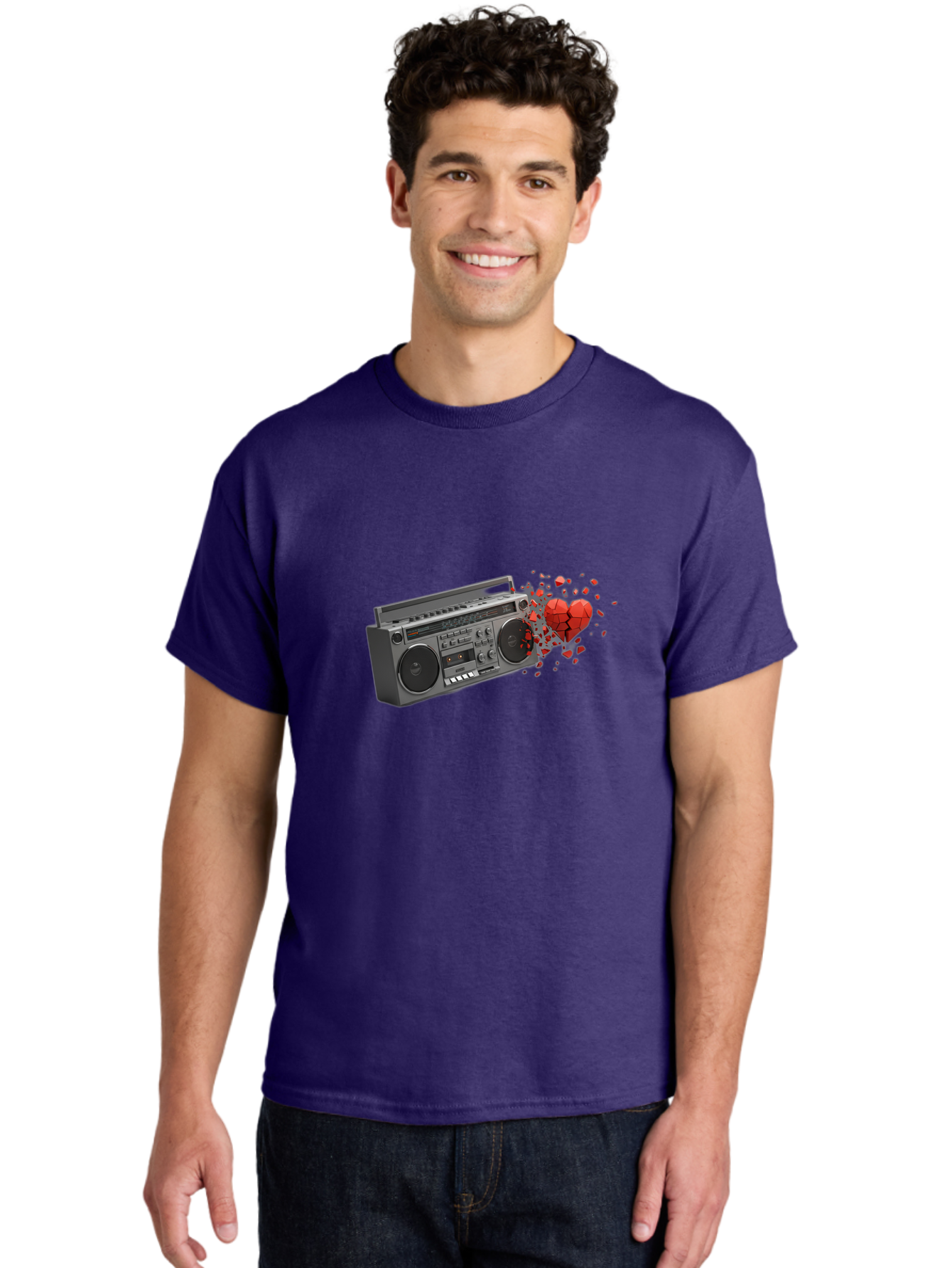 Boombox-Heart Men'S Graphic Tee, 100% Cotton, Comfortable Casual Summer Wear, Machine Washable, Vintage Camera, Old Camera, Antique Camera, Black Camera, Classic Photography, Photography Equipment, Nostalgic Device, Film Camera, Camera Art Bao146