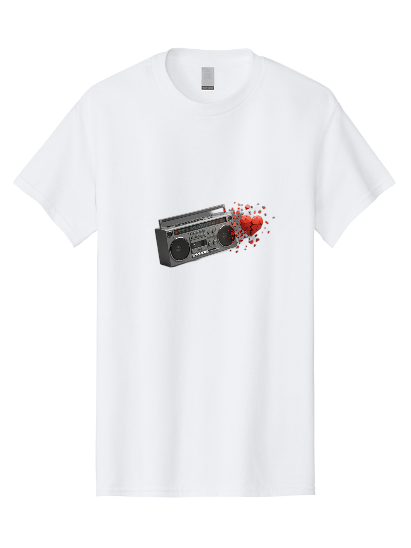 Boombox-Heart Men'S Graphic Tee, 100% Cotton, Comfortable Casual Summer Wear, Machine Washable, Vintage Camera, Old Camera, Antique Camera, Black Camera, Classic Photography, Photography Equipment, Nostalgic Device, Film Camera, Camera Art Bao146